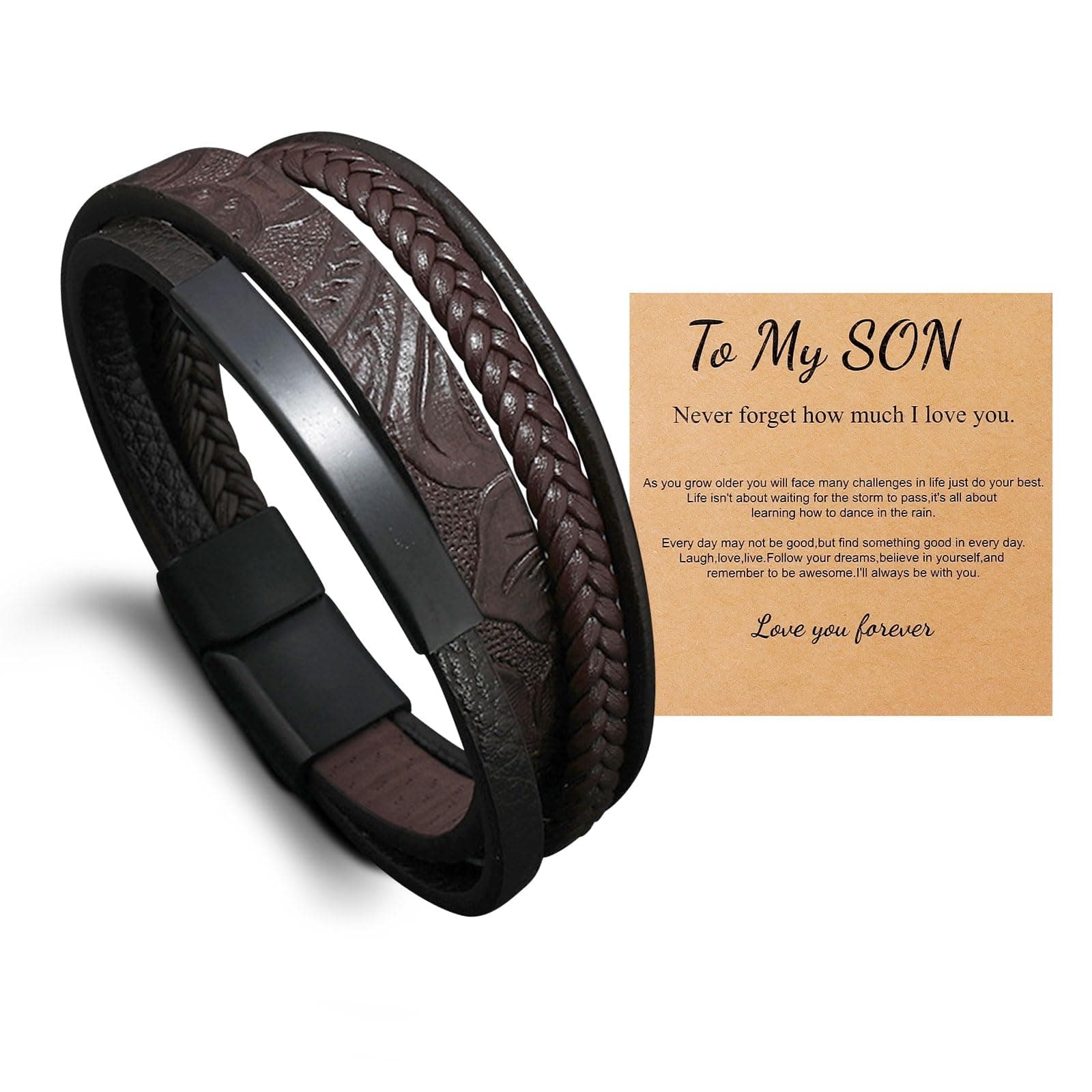 Long tiantian To My Son Bracelet Leather Bracelet for Son from Parents, Bracelet for Son from Mom, Son Gifts from Mom and Dad, Birthday Gift For Son, Men Bracelet, Son Birthday