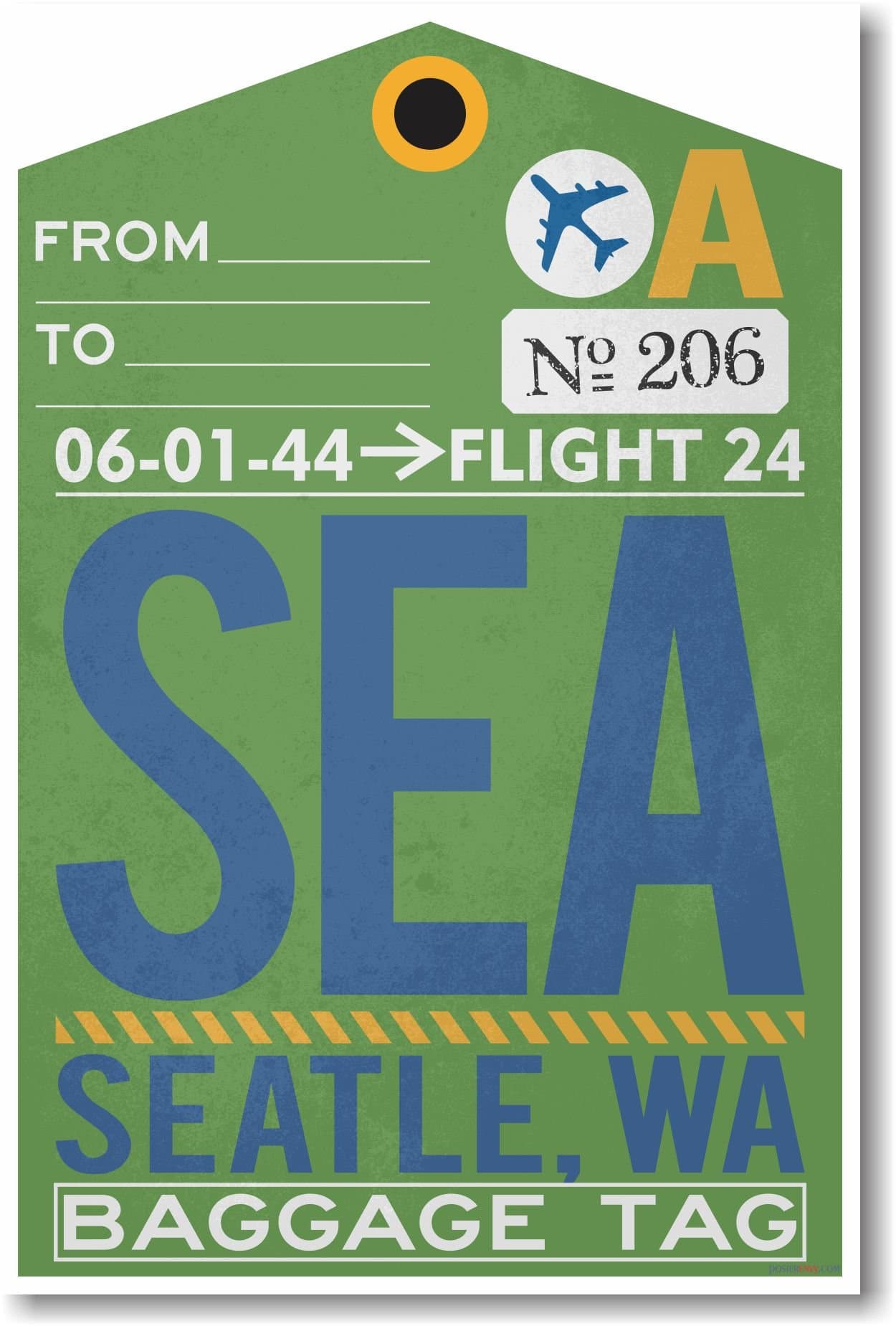 SEA - Seattle Airport Tag - NEW Travel Poster