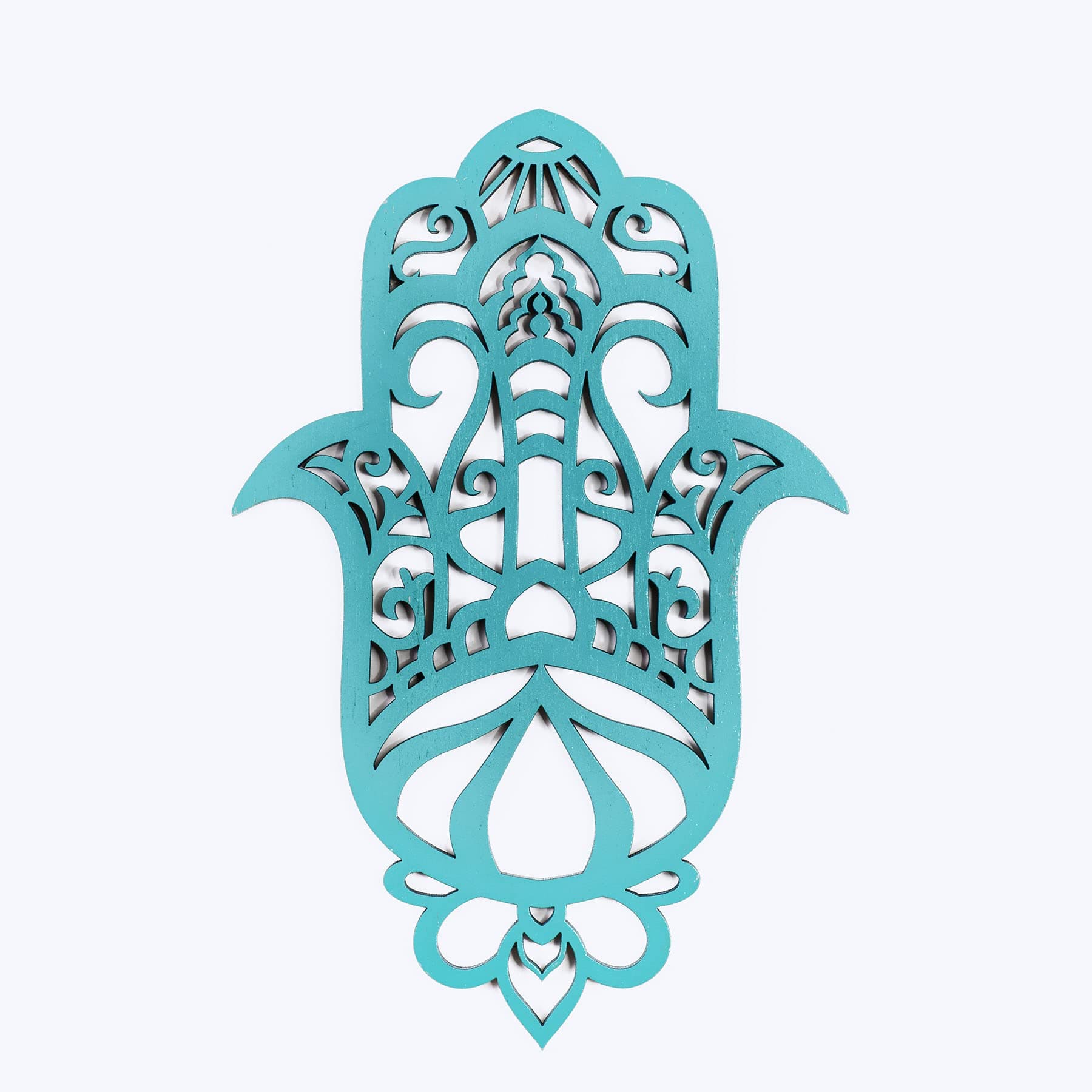 Evil Eye Décor, Turquoise Wood Hamsa Wall Décor, Spiritual Décor, Hand Made Evil Eye Wood Ornament, Evil Eye Gifts, Hamsa Wall Art by Tohar Design, (9.8 inch)