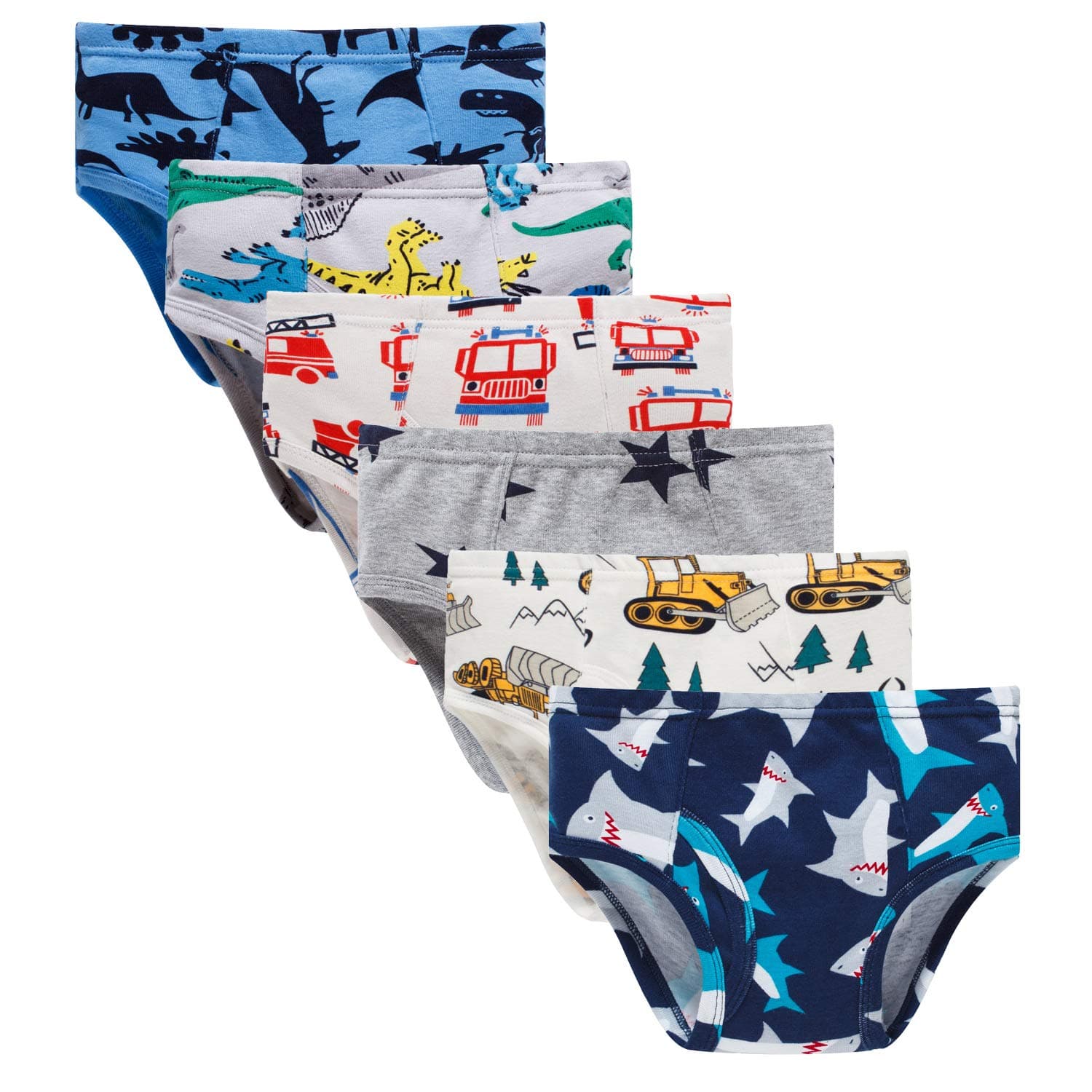Boboking100% Cotton Little Boys Briefs Soft Dinosaur Truck Toddler Underwear