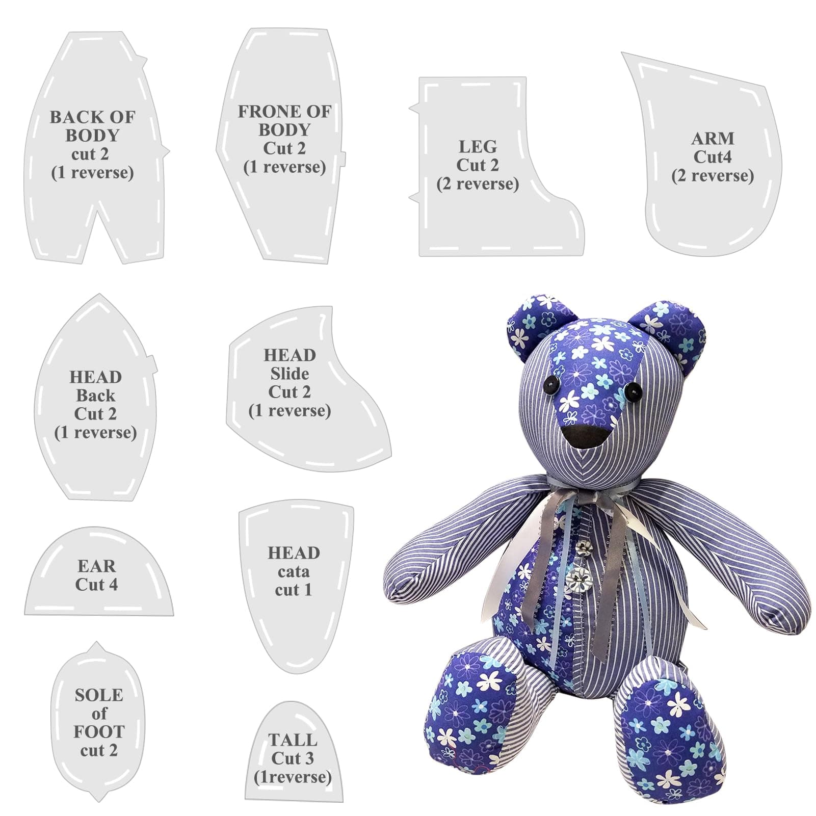 Memory Bear Template,Memory Bear Sewing Pattern,Memory Bear Template Ruler Set,Memory Bear Template Pattern Plastic,Memory Bear,Teddy Bear Making Kit,DIY Sewing 10 Inches
