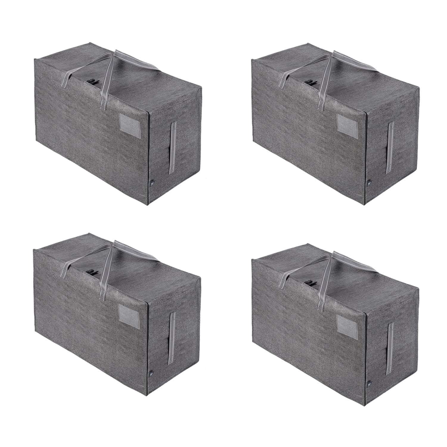 – VENO 4 Pack Heavy-Duty Oversize Large Storage Bag Organizer with Zips and Tag Pocket for Moving, Clothes Storage, Laundry Bag, House Essentials, Sustainable, Water-Resistant (Dark Gray, 4 Pack)