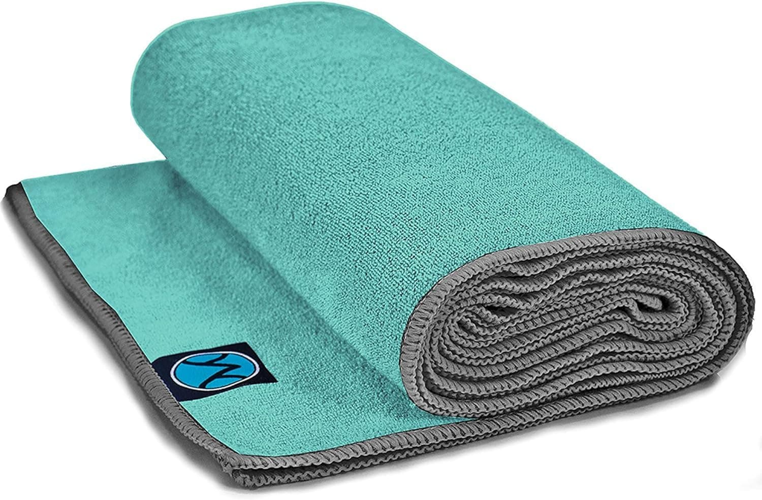 Microfiber Towel Non-Slip Yoga Mat Towel - Hot Yoga Towel for Sweat & Grip... (Mint Towel/Gray Stitching)