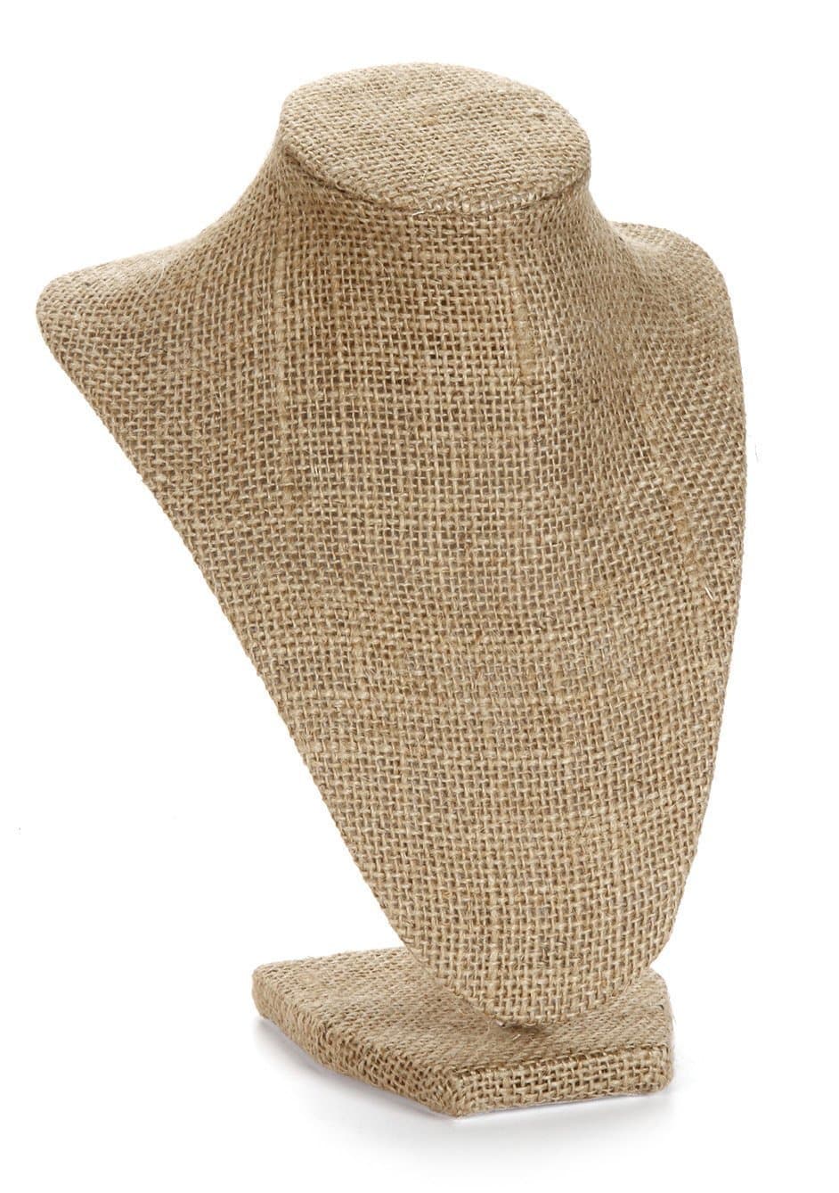 Burlap Necklace Bust Jewelry Display Stand 10" High