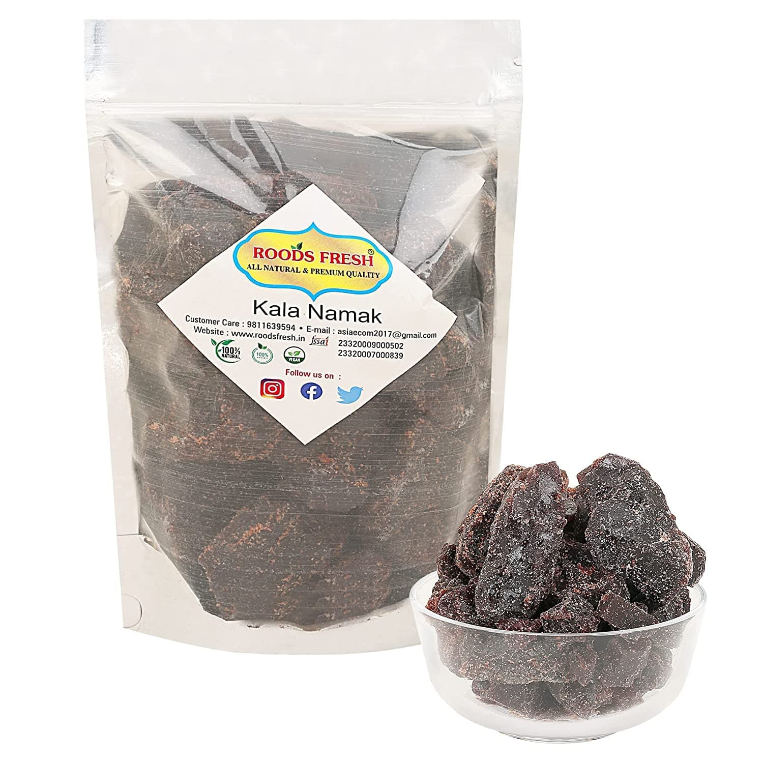 Roods Fresh Whole Natural Himalayan Black Salt Crystals | Kala Namak Whole | Black Salt Chunks | Kala Loon Chunks ( 500 Gram)