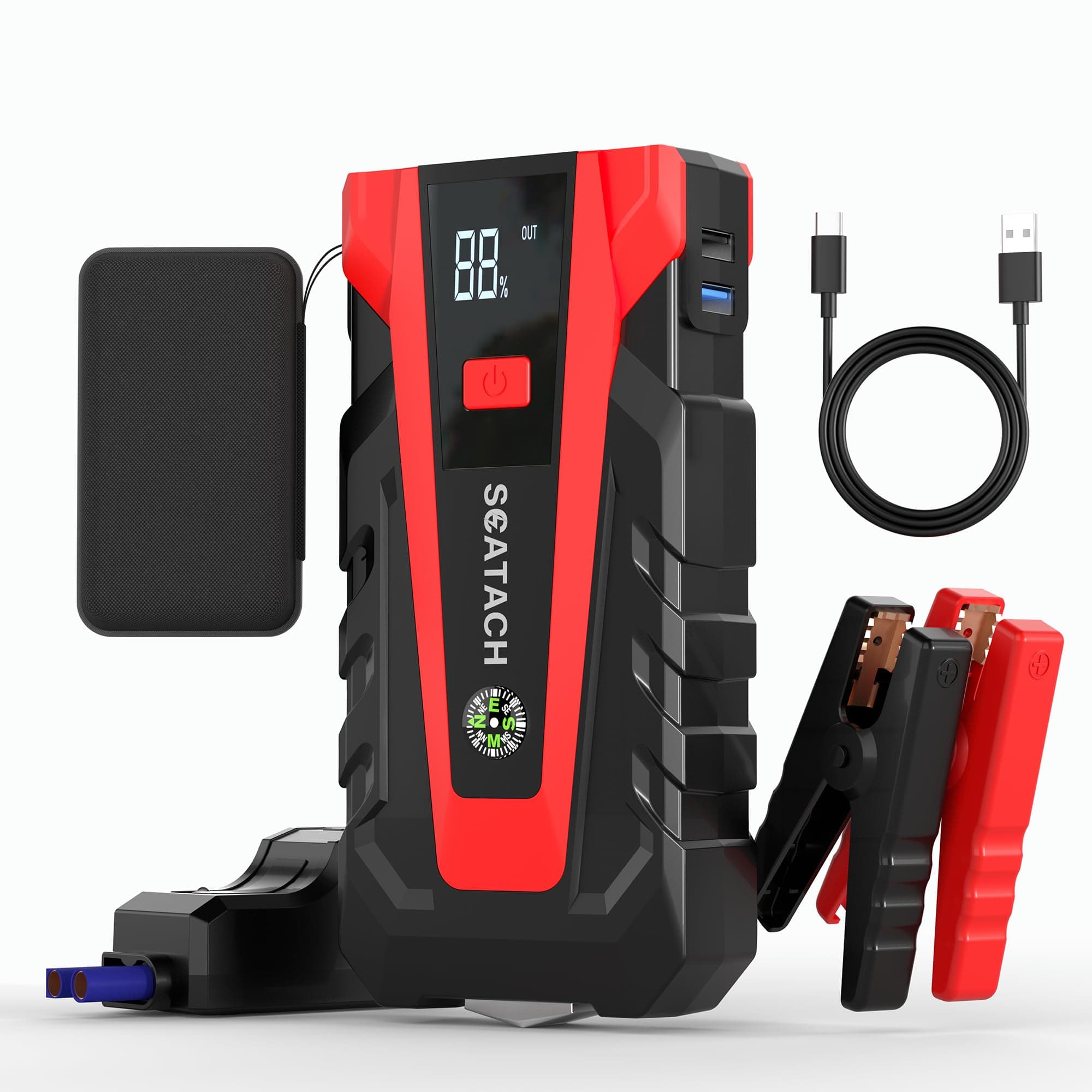 Scatach 011 3000A Car Battery Jump Starter,12V Jump Starter Battery Pack (up to 9.0L Gasoline and 7.0L Diesel Engine), Portable Jump Box with 3 Modes Flashlight and Jumper Cable Black