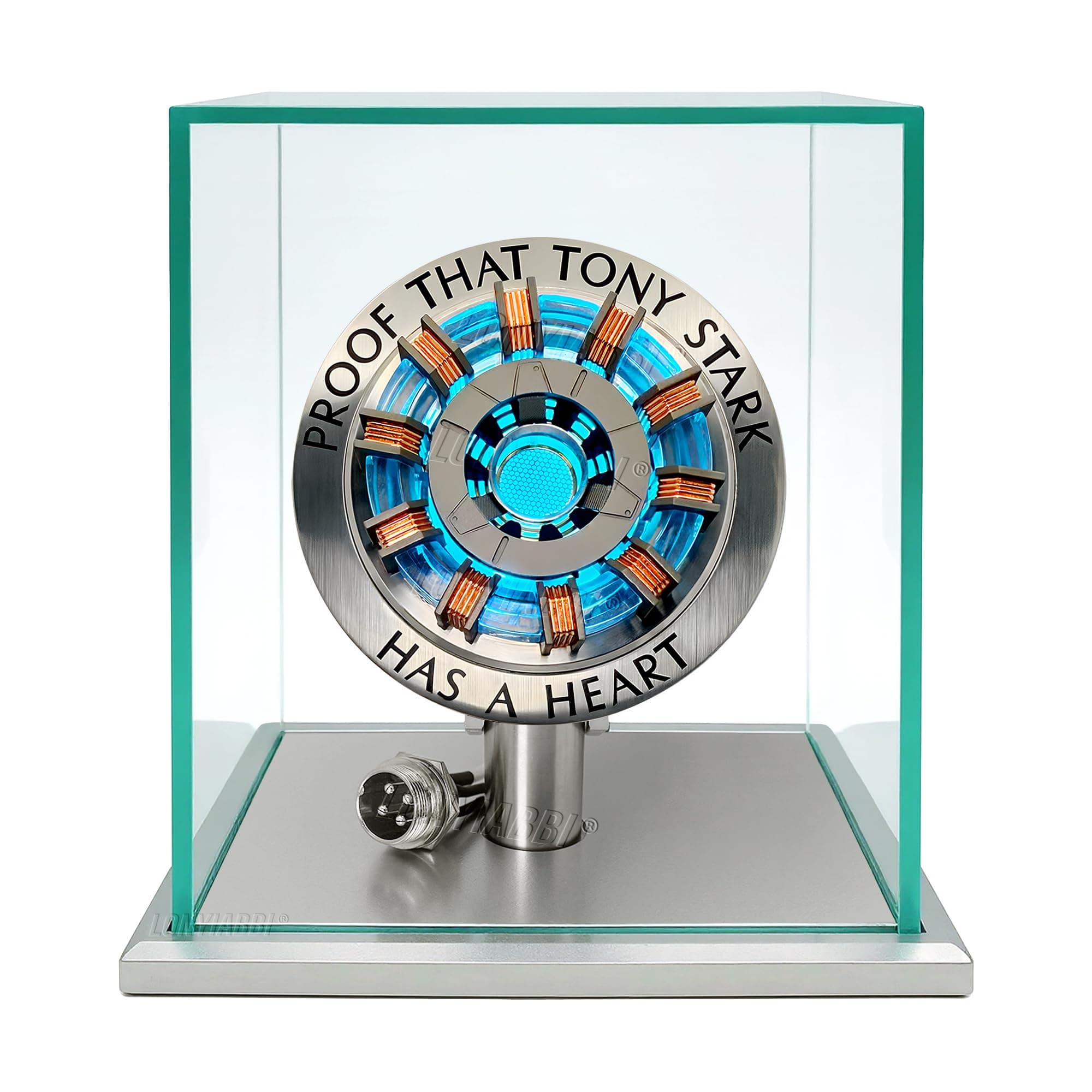 Arc Reactor MK2-1:1 Scale Collectible Toy Display with Sound-Activated Glow Effect, USB Powered, Display Case Included
