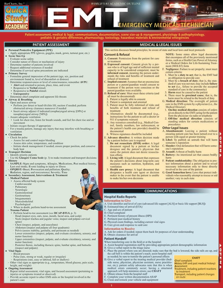 EMT - Emergency Medical Technician QuickStudy Laminated Reference Guide (QuickStudy Academic)