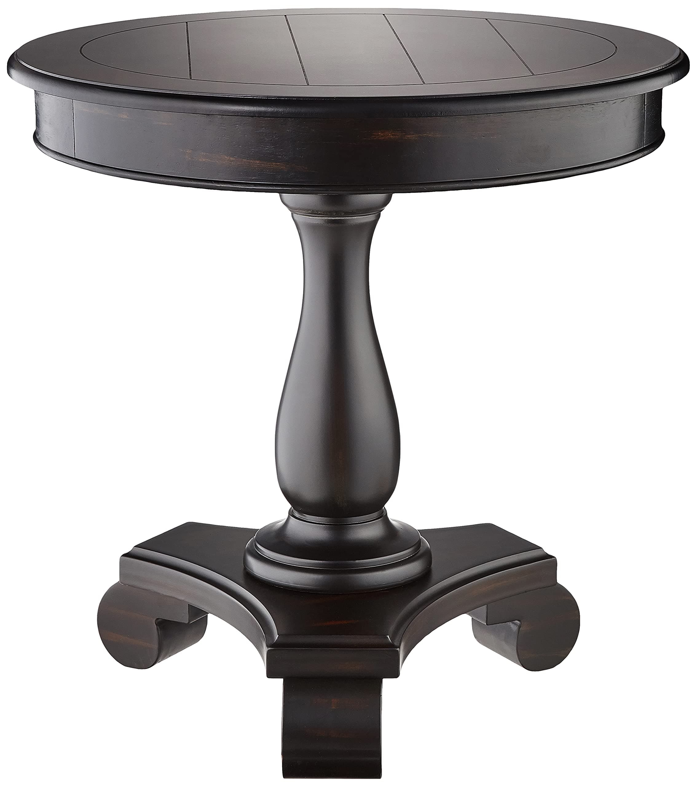Roundhill Furniture Rene Round Pedestal Side Table, Black
