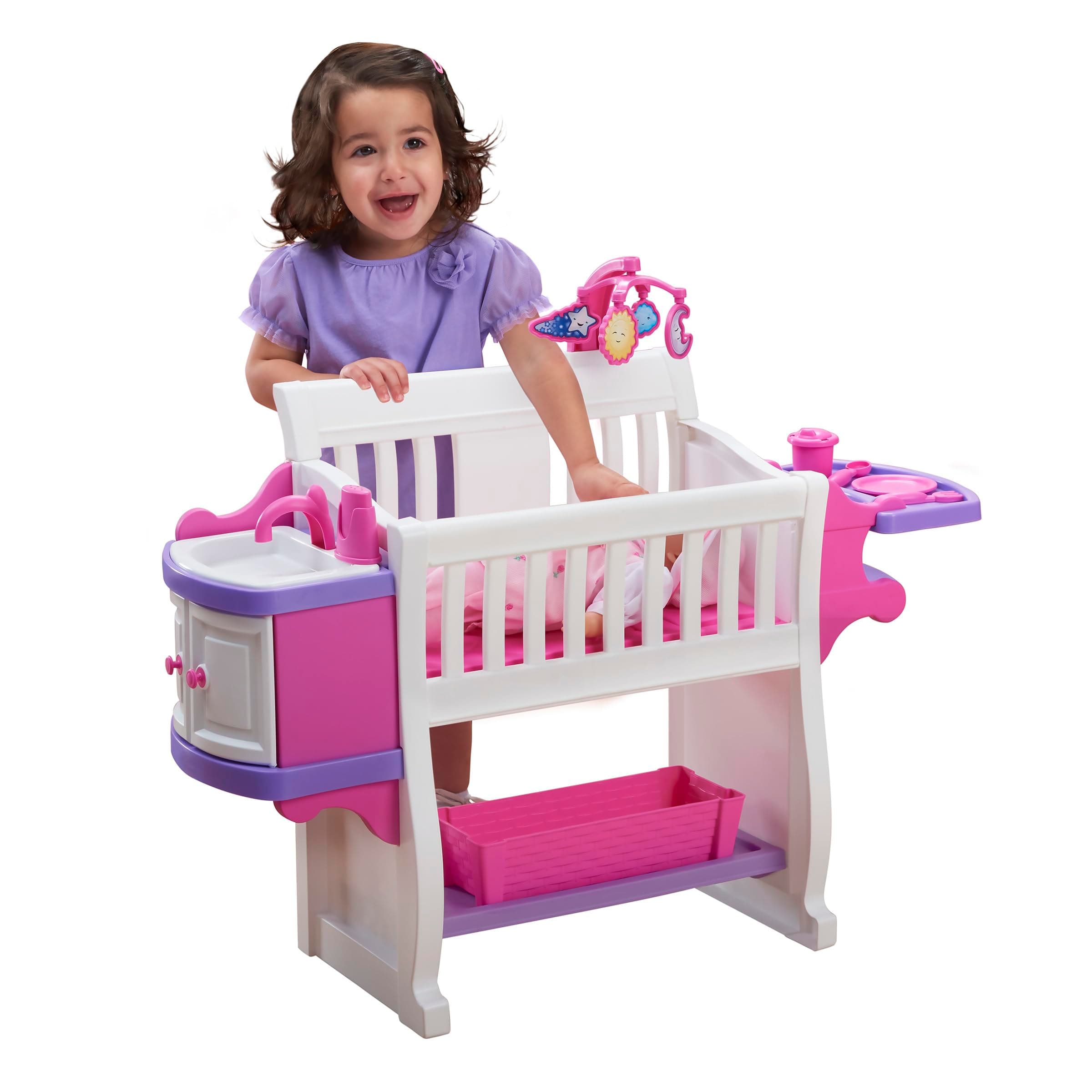 American Plastic ToysKids’ My Very Own Nursery Baby Doll Playset, Doll Furniture, Crib, Feeding Station, Learn to Nurture and Care, Durable and BPA-Free Plastic, for Children Ages 2+
