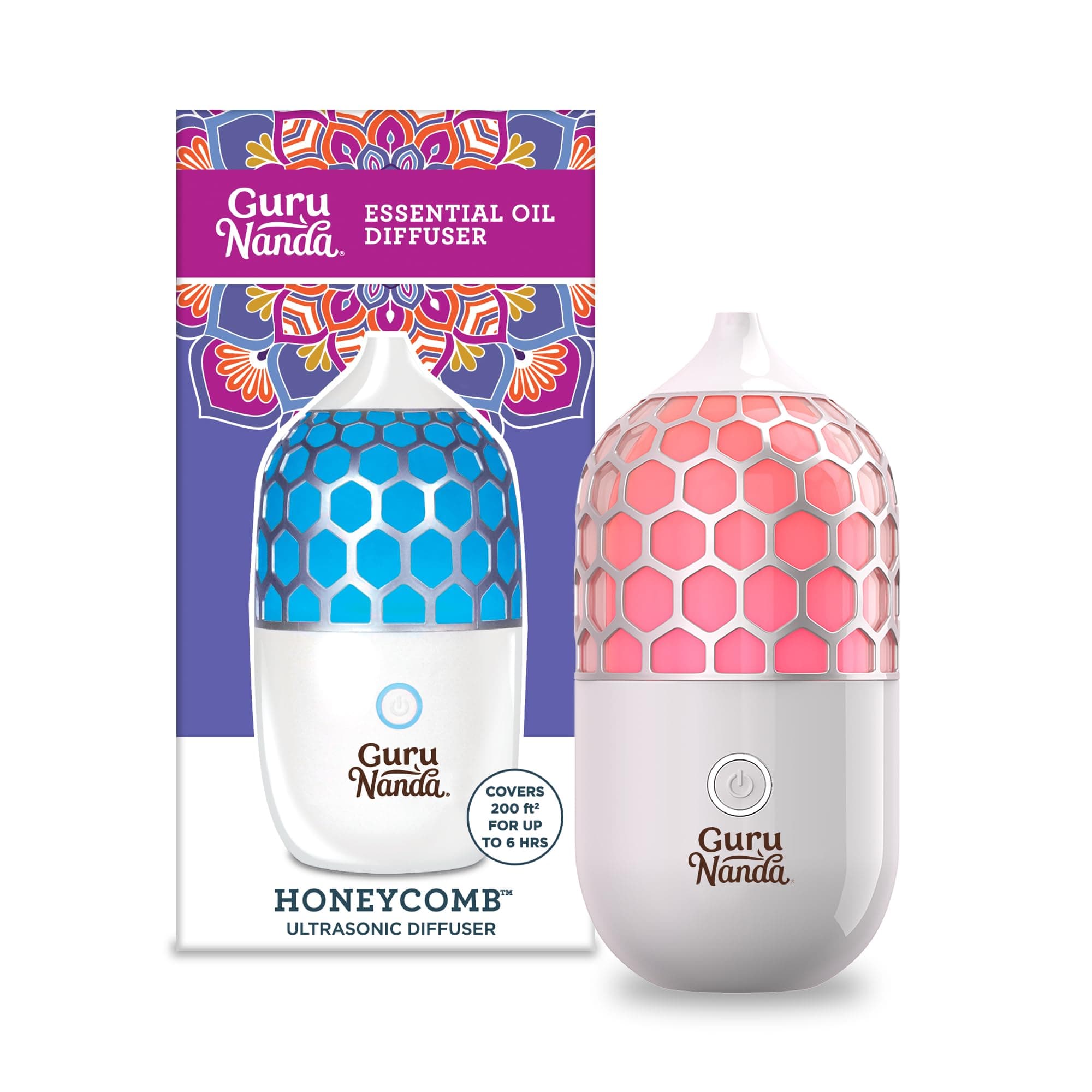 GuruNanda Essential Oil Diffuser- 90ml Honeycomb Aromatherapy Ultrasonic Diffuser, Cool Mist.