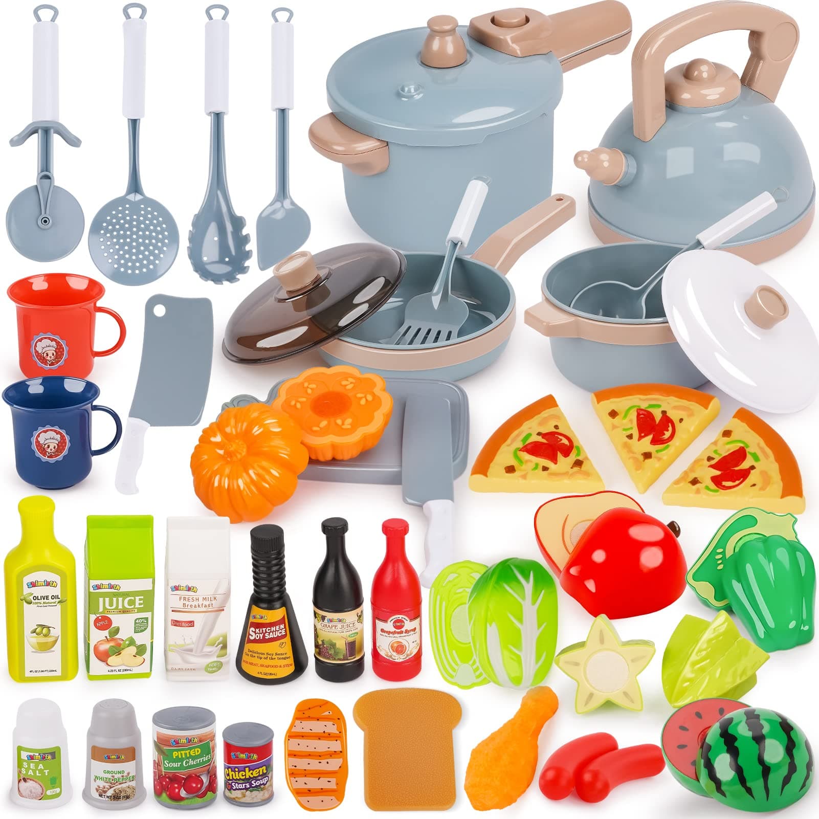 38pcs Play Kitchen Accessories, Cooking Toys.