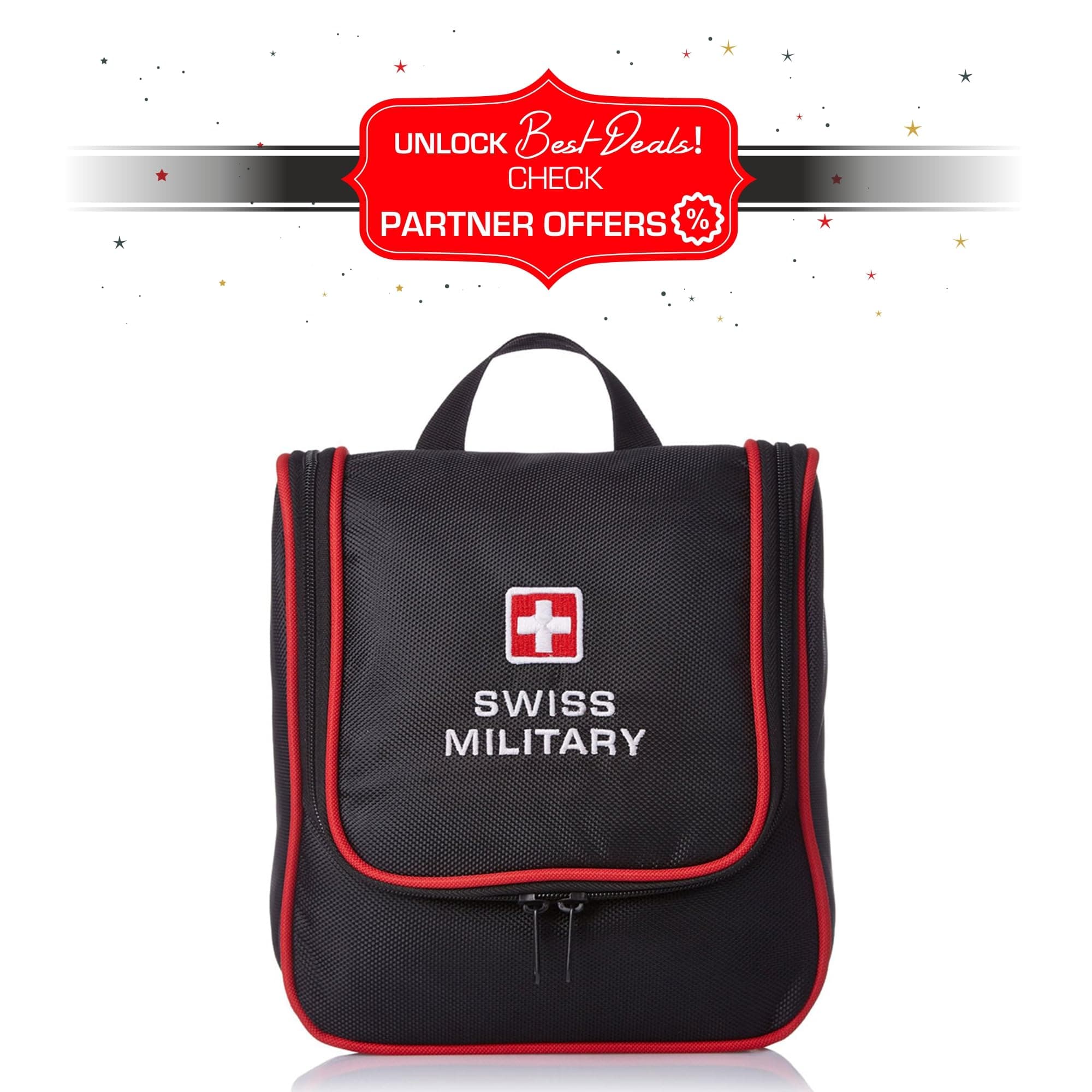 Swiss Military Polyester Black and Red Toiletry Kit (TB-1)