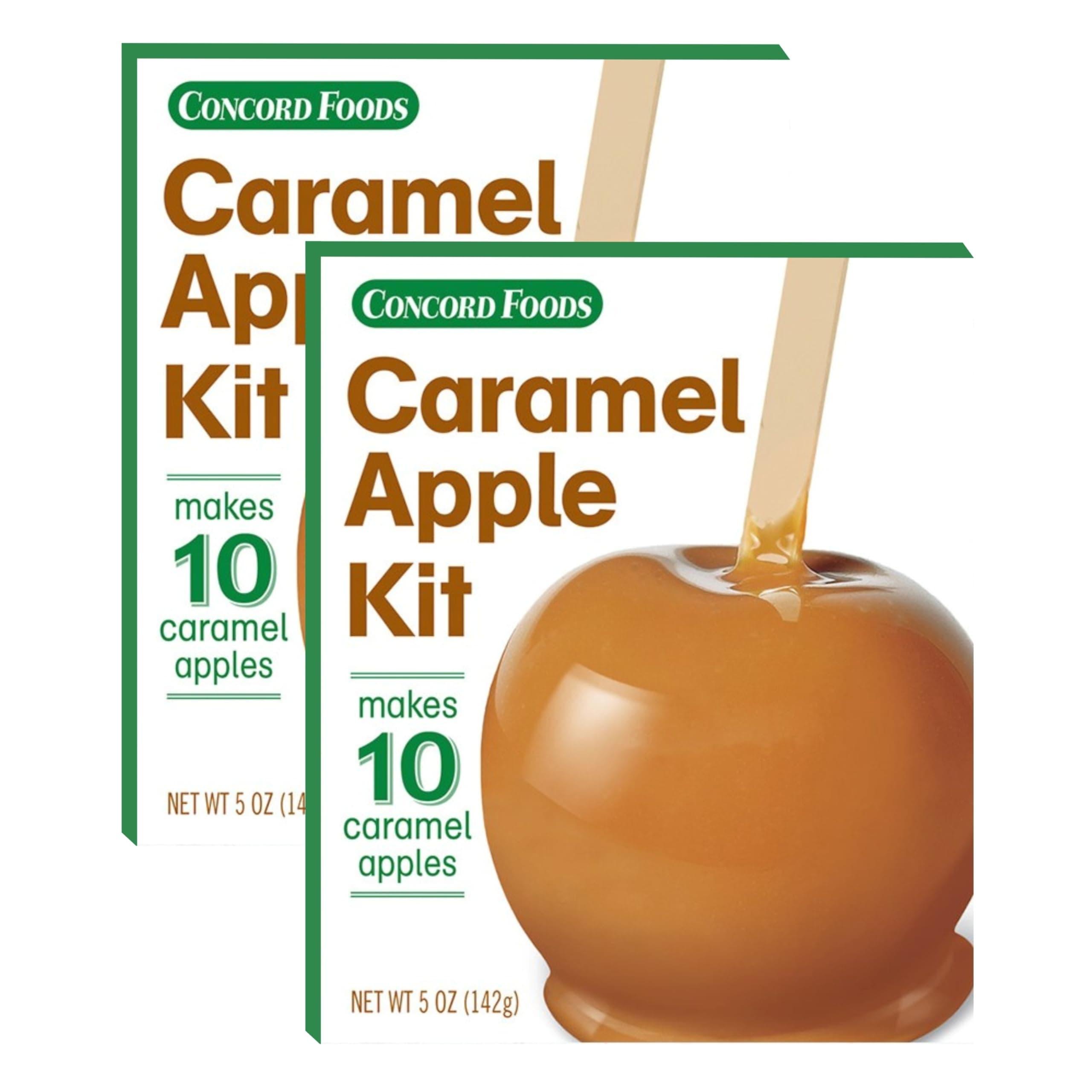 Concord Foods Caramel Apple Kit: Fall Favorite Treat - Indulge in Chewy Apples! Makes 10 Caramel Apples per Box, 5 oz (Pack of 2)