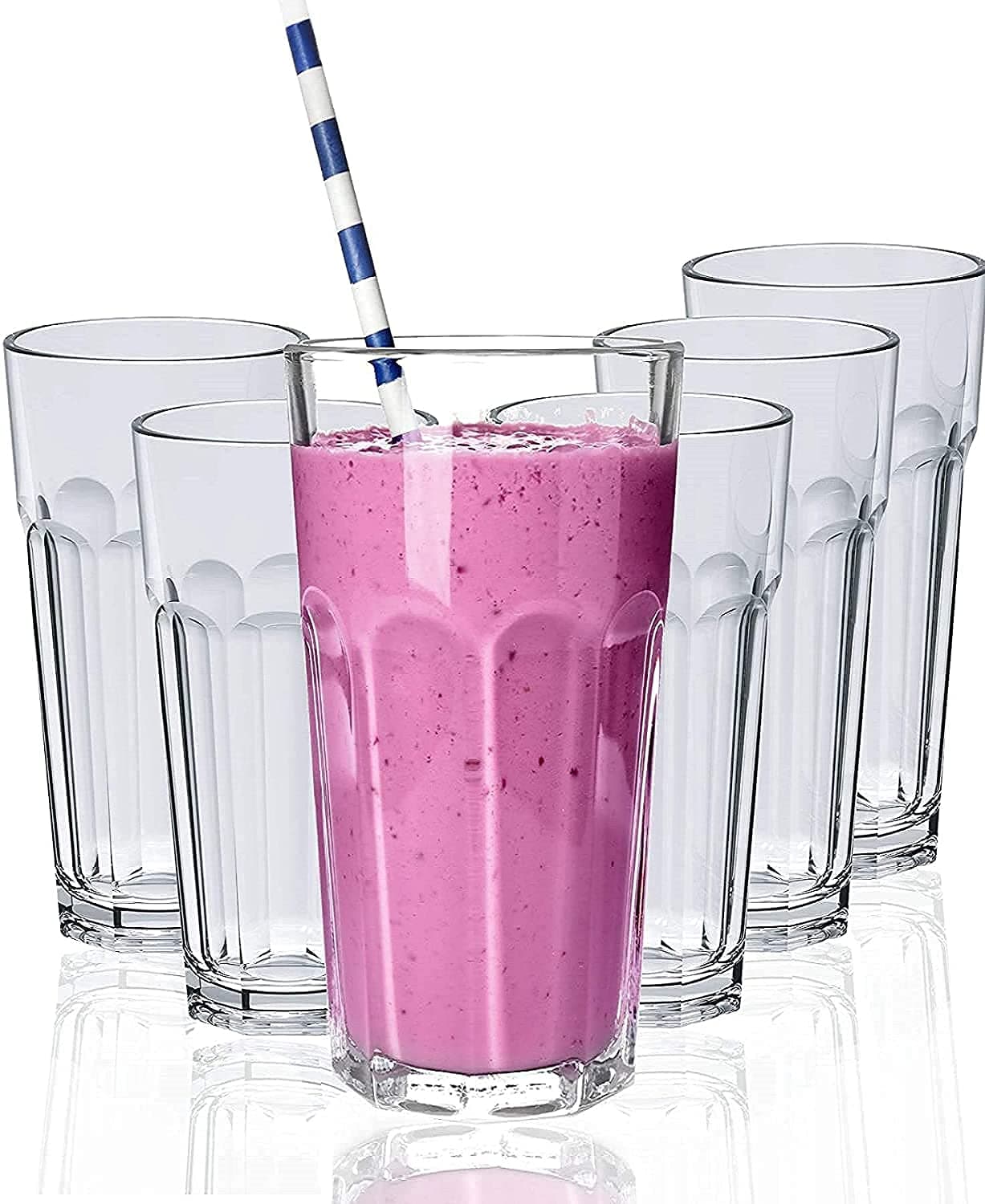 400 Ml Water Glass Tumbler Highball Glasses Clear Iced Tea And Glasses For Drinking Cocktail, Juice, Milkshake, Coke, Soda, Lassi, Dishwasher Safe Set Of 6, Transparent, 0.4 Liter