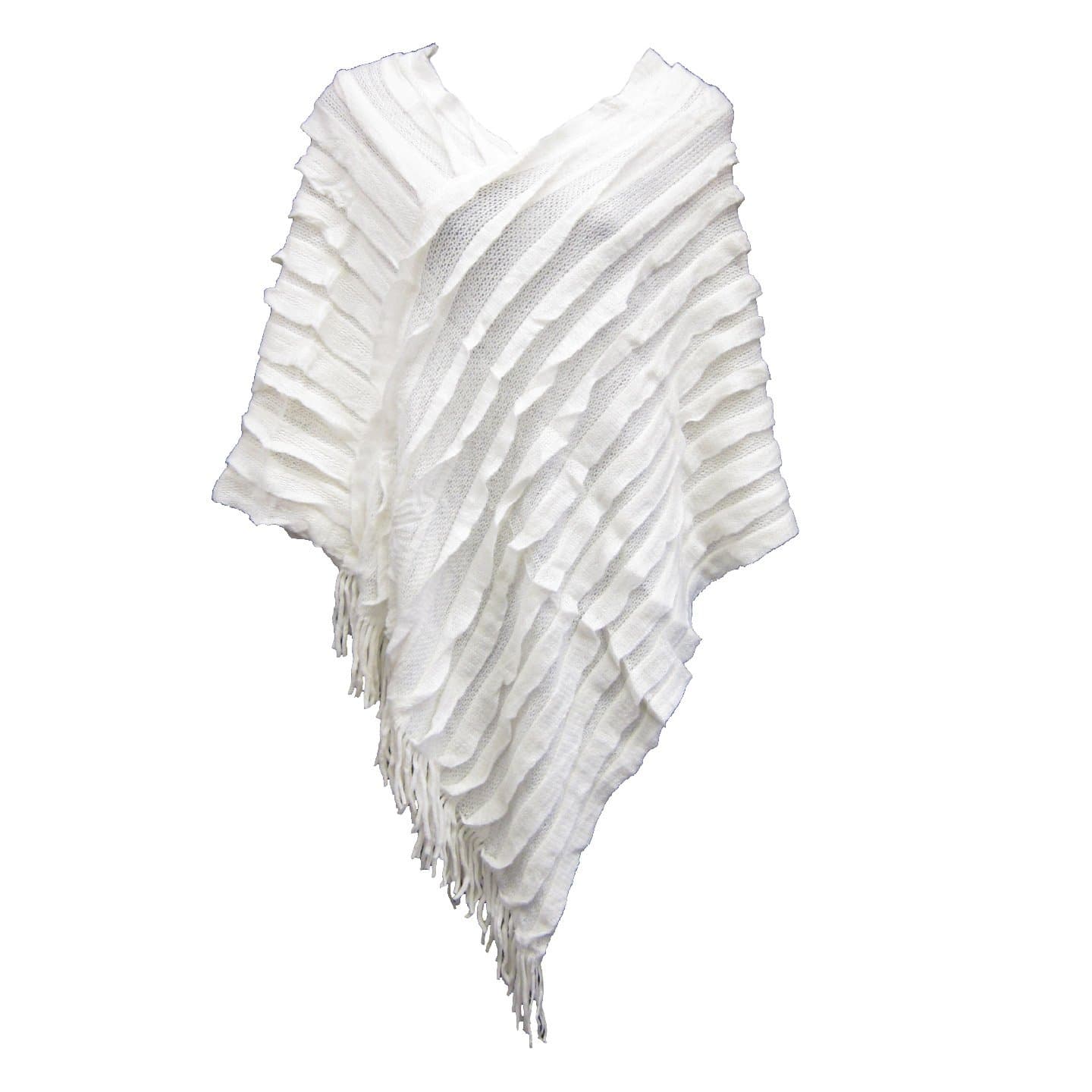LADIES RUFFLE FRINGE KNIT PONCHO CAPE WOMENS LADIES LONG TASSEL JUMPERS SHRUG TOPS SIZE 8-18