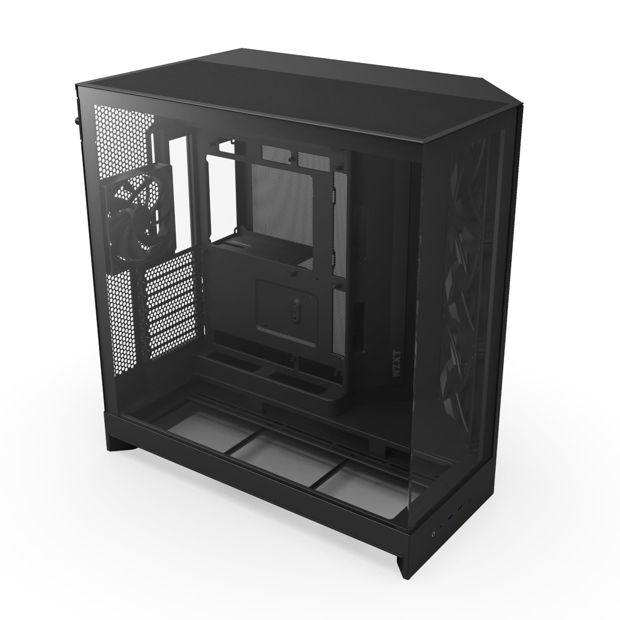 NZXT H9 Flow (2025) – Large Dual-Chamber ATX Mid-Tower Airflow PC Case – Includes 3 x 140mm & 1 x 120mm Fans – 420mm Radiator Support – Tempered Glass – Back-Connect Ready – Black