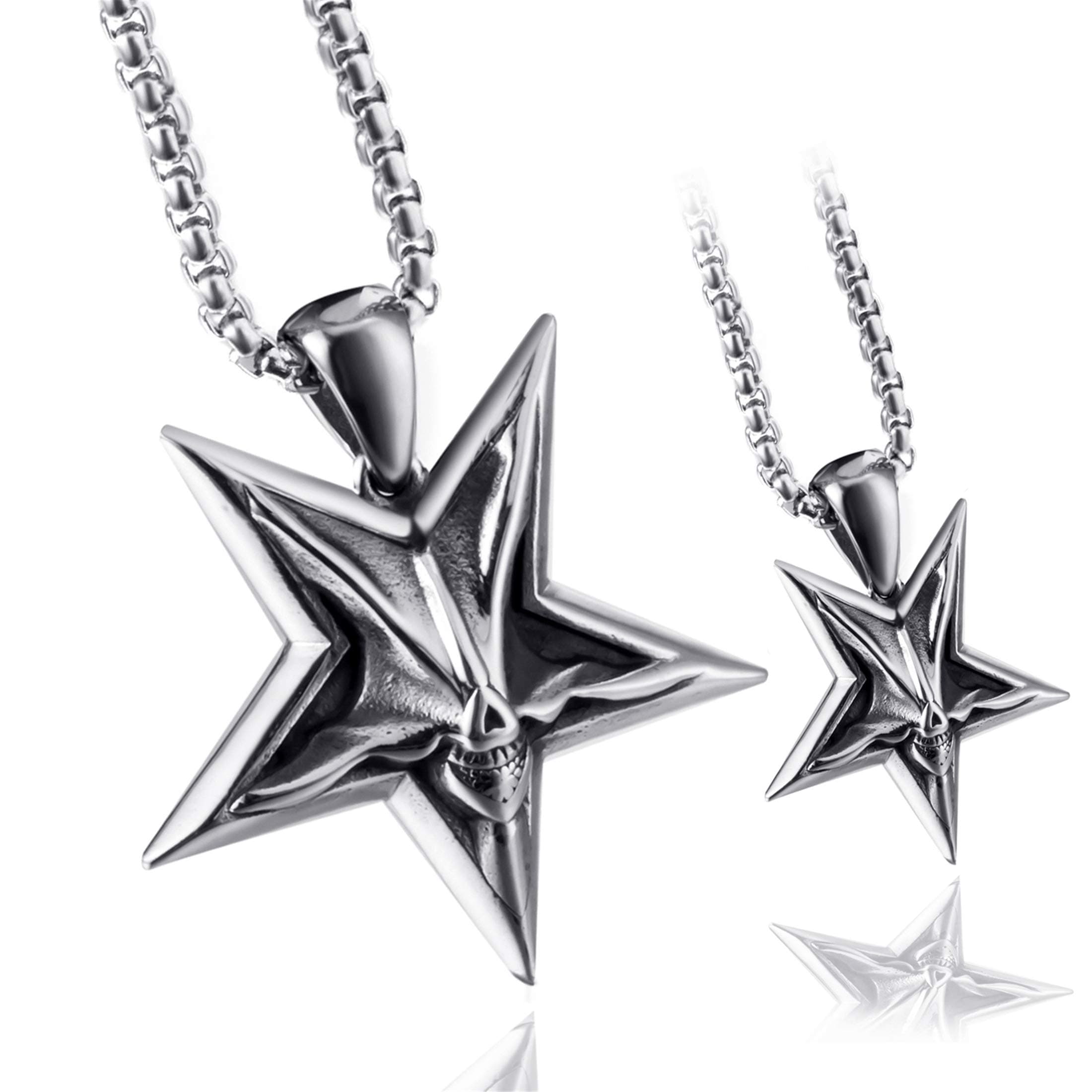 Inverted Pentagram Baphomet Goat Necklace for Men Women Lucifer Satan Satanic Demon Devil Star Symbol Stainless Steel Pendant Chain Set