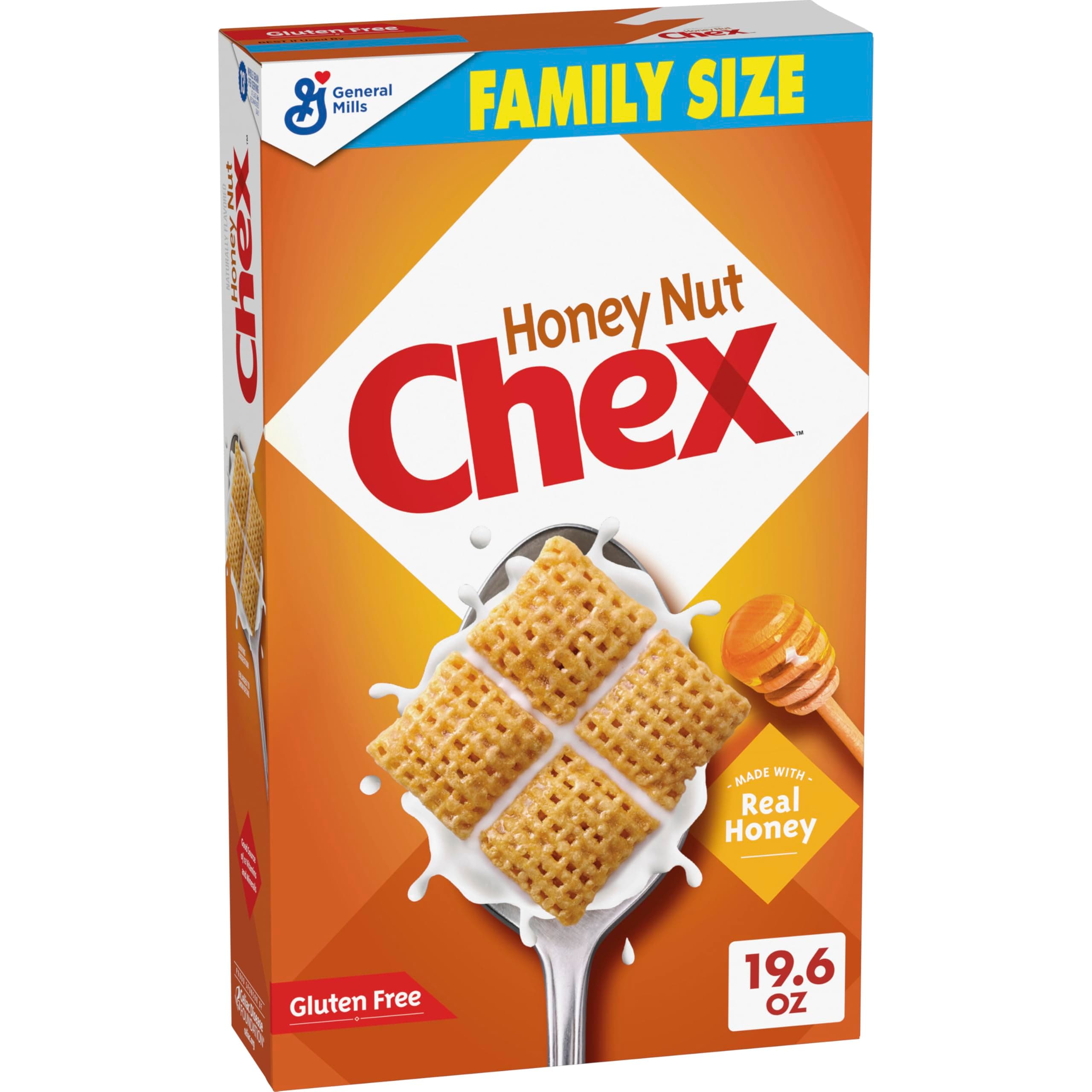Honey Nut Chex Cereal, Gluten Free Breakfast Cereal, Made with Whole Grain, Family Size, 19.6 oz
