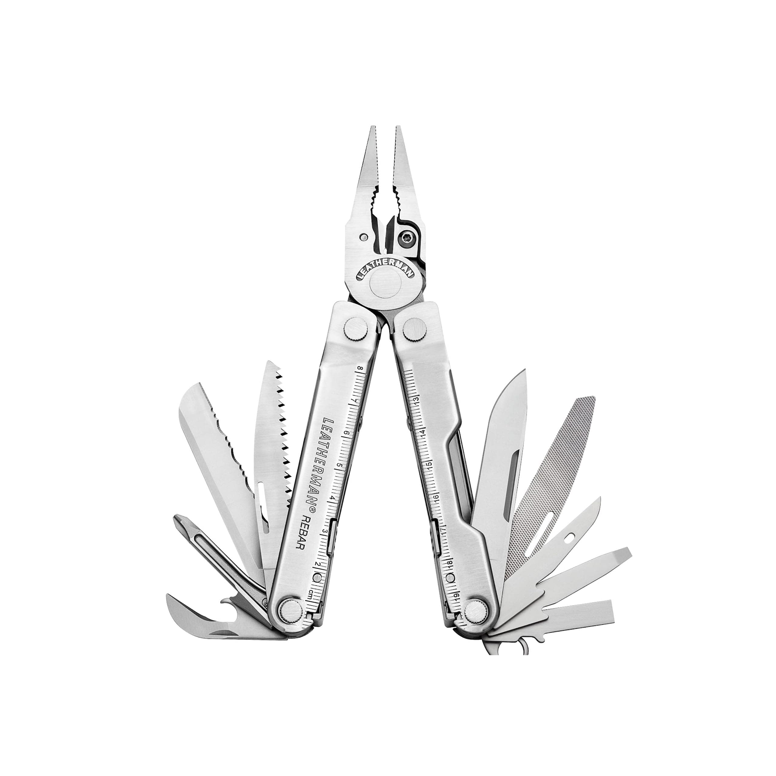 Rebar Multi-Tool - 17 All-Tools for DIY & Camping, Black Stainless Steel, Silver