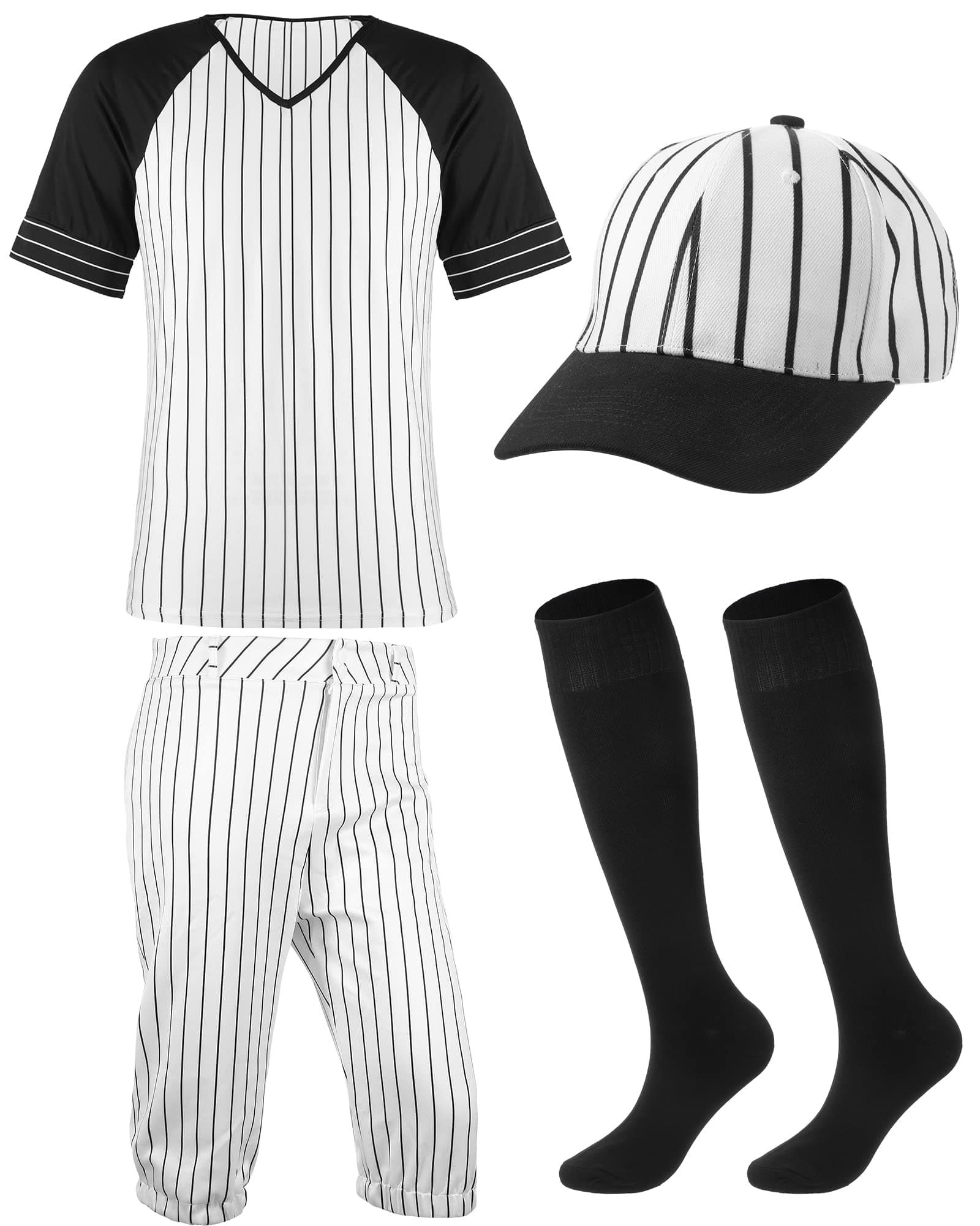 Coume Vintage Baseball Costume for Carnival Party Halloween Men Baseball Uniform Men's Classic Knickers with Pinstripes(X-Large)
