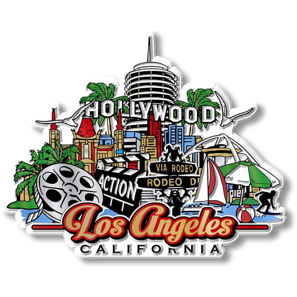 Classic Magnet Los Angeles City Magnet, Collectible Souvenir, Made in USA, 4.15" x 3.2"