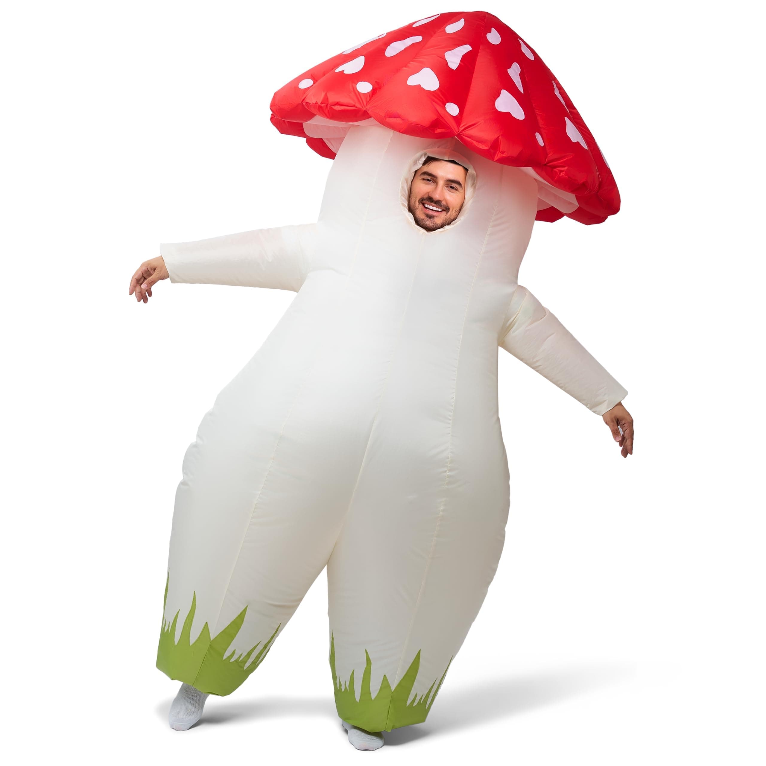 Halloween Inflatable Costume, Full Body Mushroom Air Blow-up Suit Set for Cosplay Themed Parties