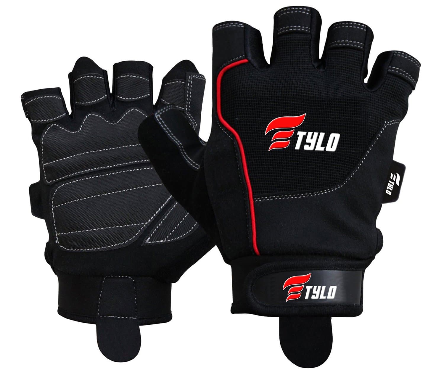 TYLO Gym Weight Lifting Gloves Cross Training Bodybuilding Fitness Workout Red Piping