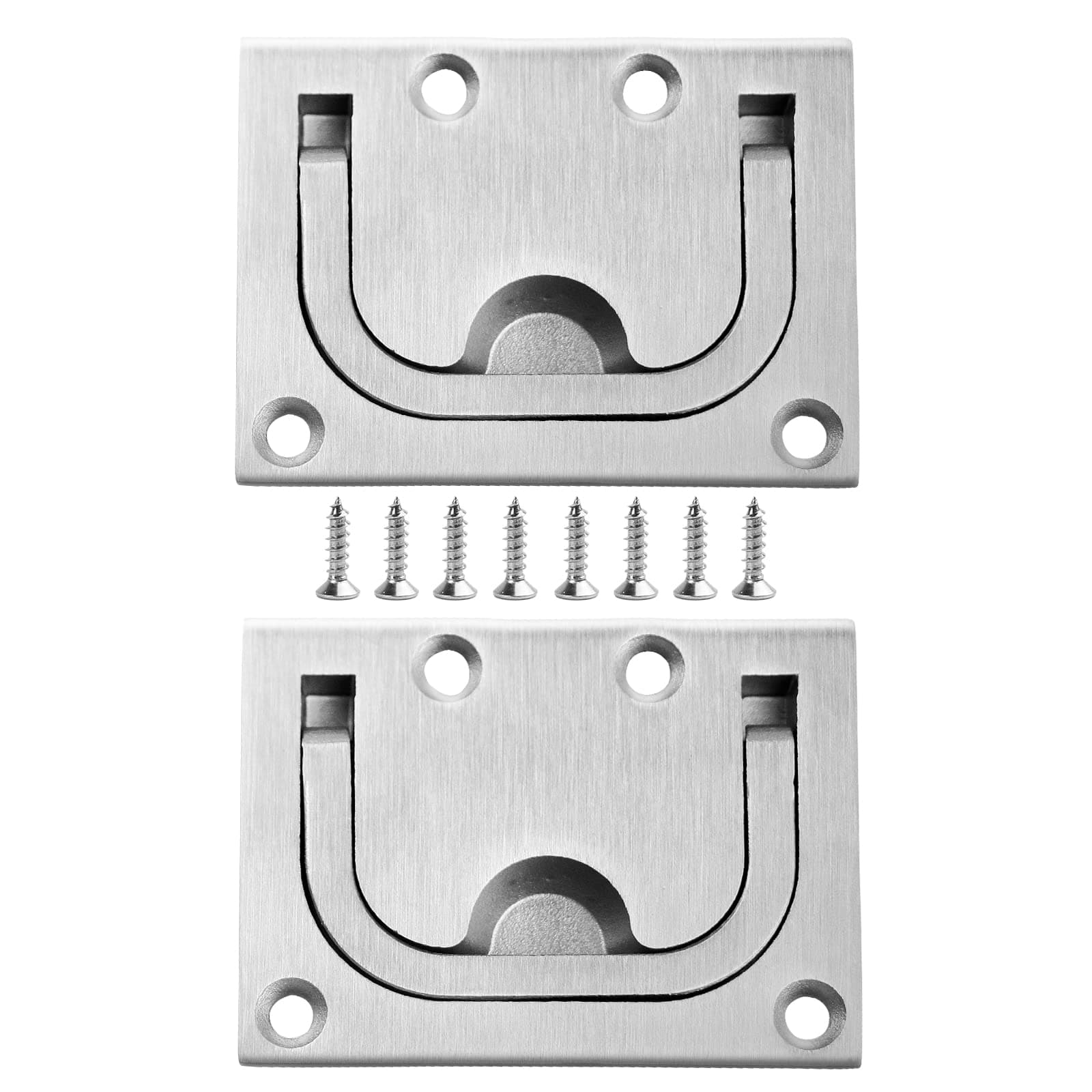 2 Pack of 316 Stainless Steel Hatch Pull Flush Lift Boat Ring Hatches Pull Handle with Mount Screws Recessed Handles for Boat Deck Hatch Handle or Other Home Furniture etc.
