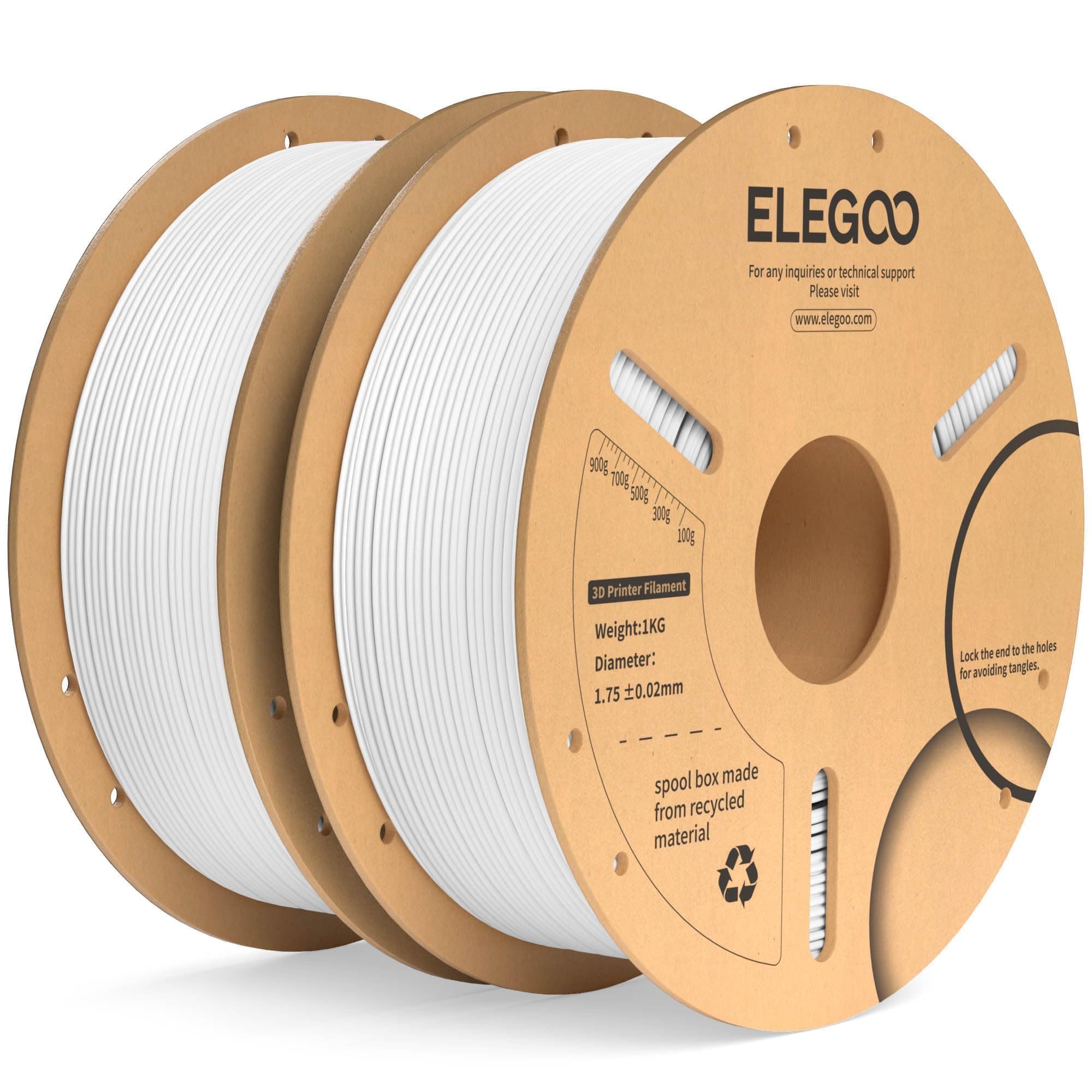 ELEGOO 1.75mm 3D Printer PLA+ Filament, Dimensional Accuracy +/- 0.02 mm, Tough & High Strength, Compatible with Most FDM Printers,White 2KG