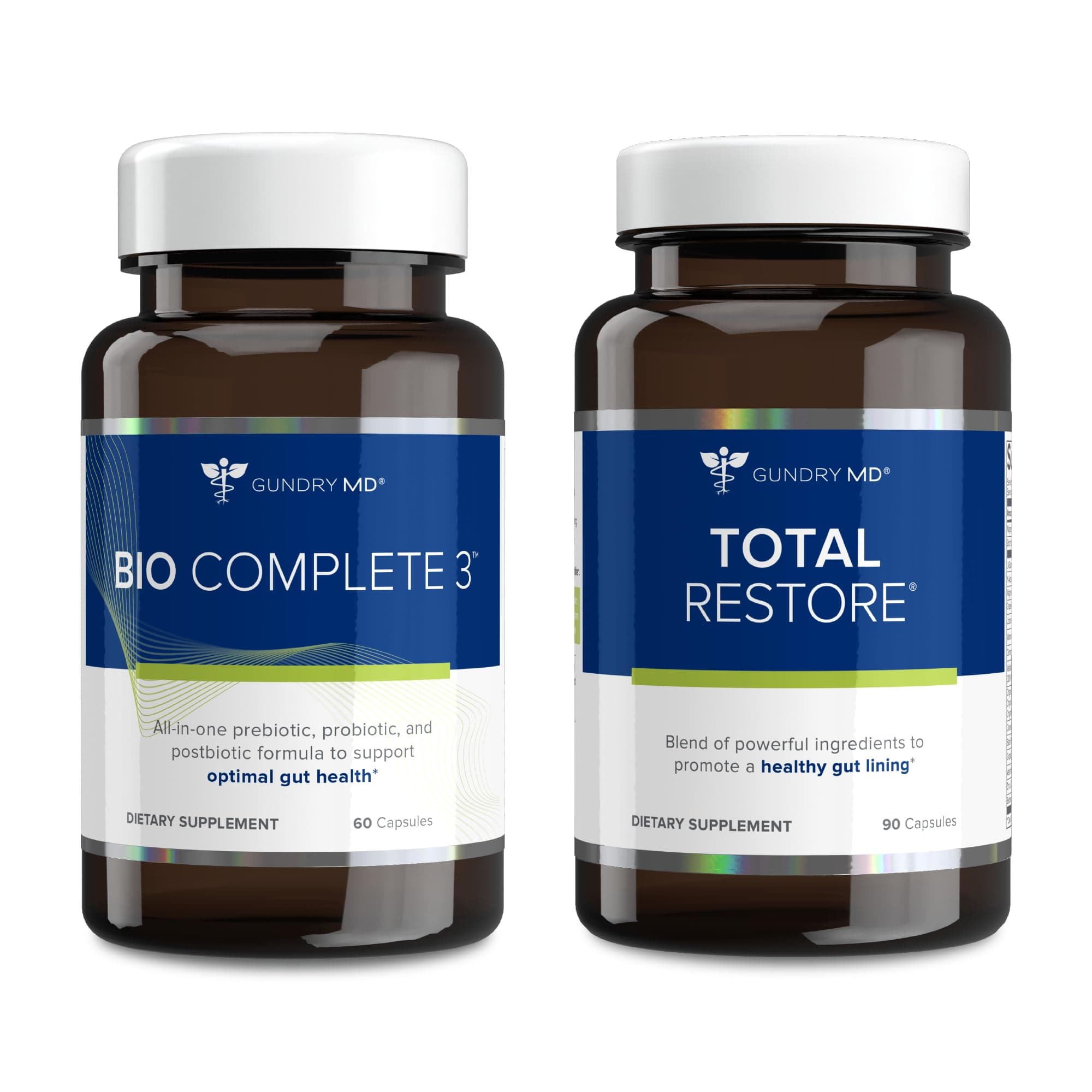 Bio Complete 3 and Total Restore Bundle - Prebiotic, Probiotic, Postbiotic to Support Optimal Gut Health