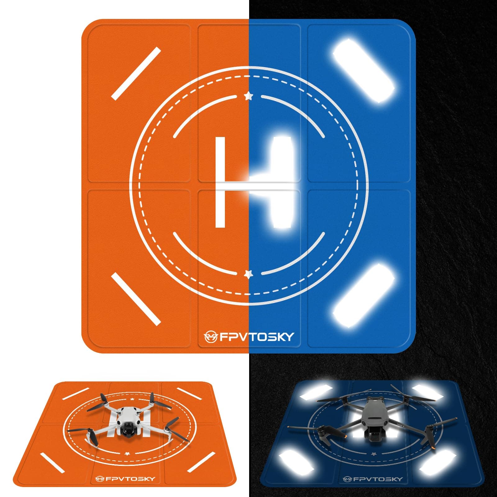 FPVtosky Foldable Helipad Landing Pad 65 cm, Weighted, Compatible with DJI Mini 3 Pro/Mini 2/Mavic 3, Air 2s/Avata/FPV/Phantom/Inspire