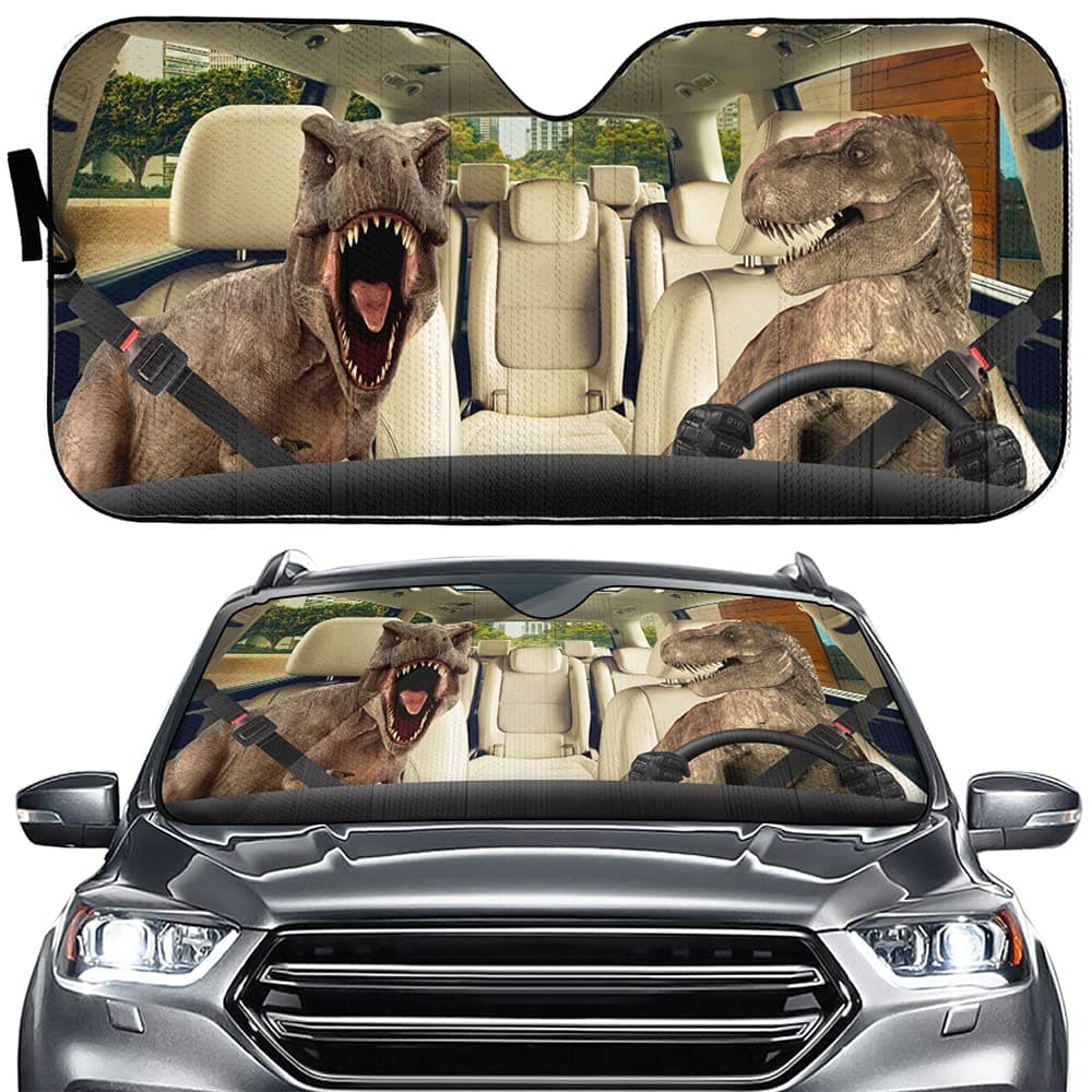 YOSA Yosa Dinosaur Driving Auto Windshield Sun Shade Angry Family Car Sunshades Front Window Funny Shade Truck Pickup SUV Visor Blocks UV Rays Keep Your Vehicle Cool, 04, 1 Count, 1 Count (Pack of 1)