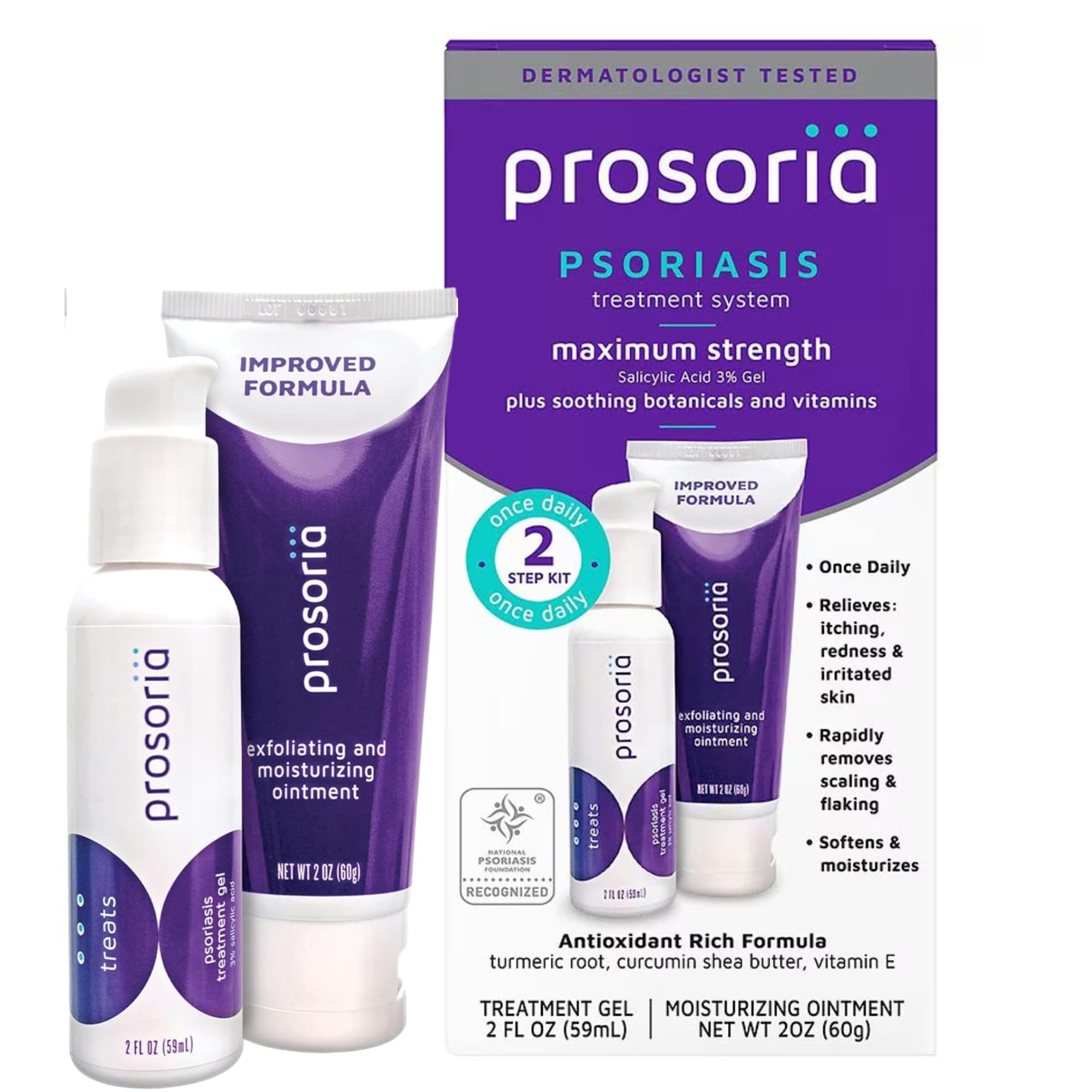 Prosoria 3-Step (30 Day) Daily Psoriasis Treatment System with Clinical Strength and Natural Pro-Botanical Ingredients Treating Softening and Restoring the Appearance of Skin