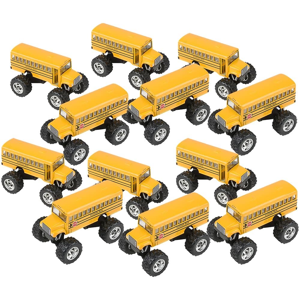 Rhode Island Novelty 5 Inch Die-cast Metal School Bus Big Wheel Monster Truck One School Bus