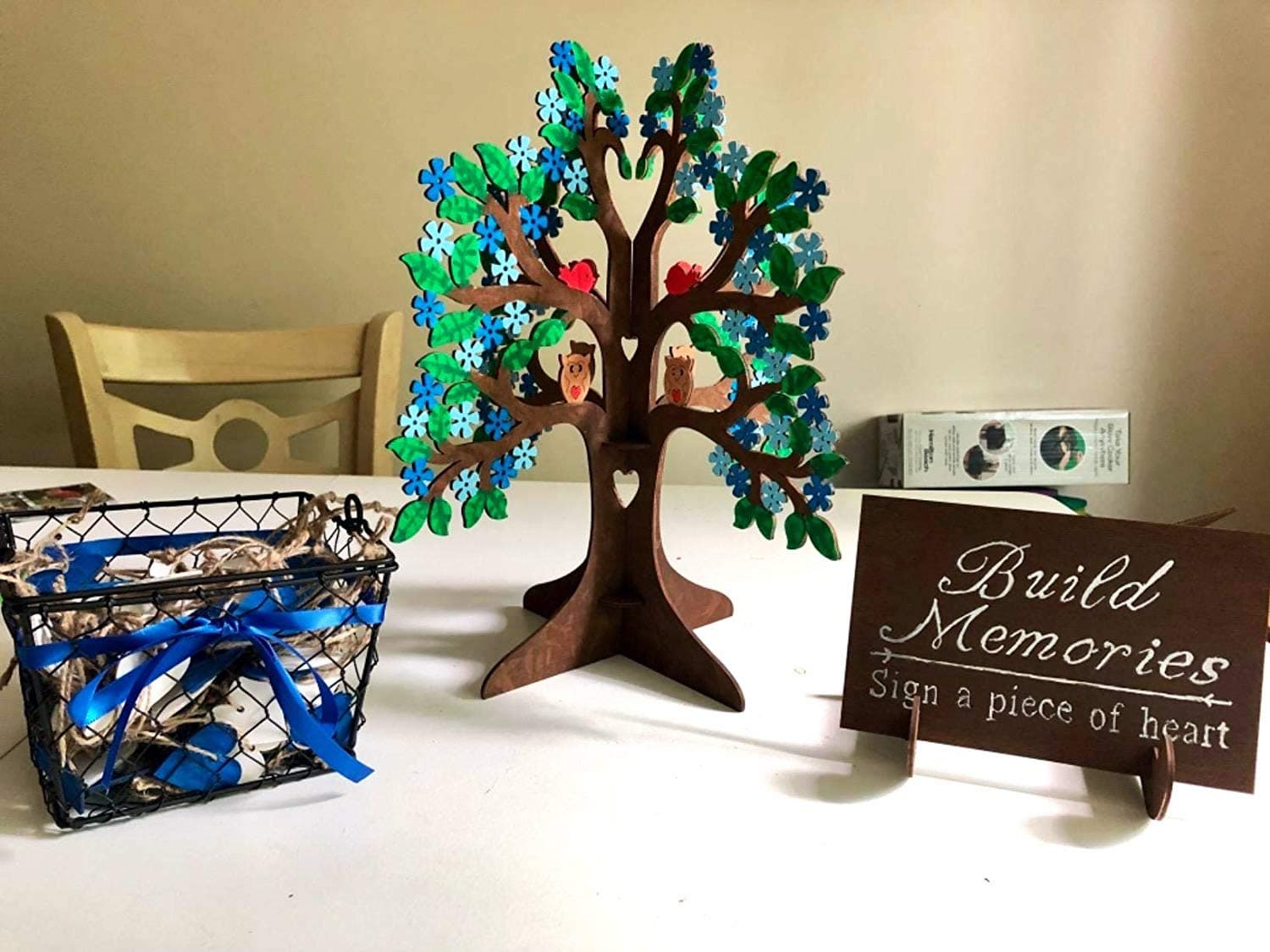 Wedding Guest Visit Sign Book 3D Wooden Sign Book Rustic Hearts Pendant Drop Ornament for Party Decor