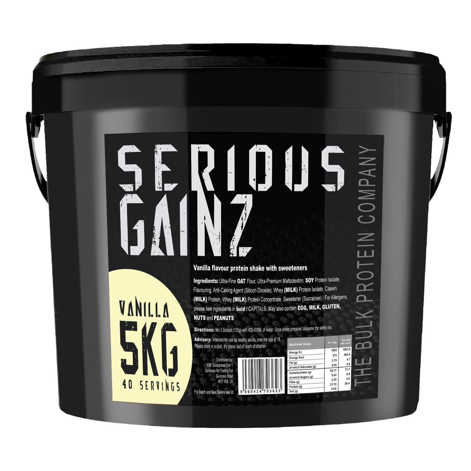 The Bulk Protein Company, SERIOUS GAINZ - Whey Protein Powder - Weight Gain, Mass Gainer - 30g Protein Powders (Vanilla, 5kg)