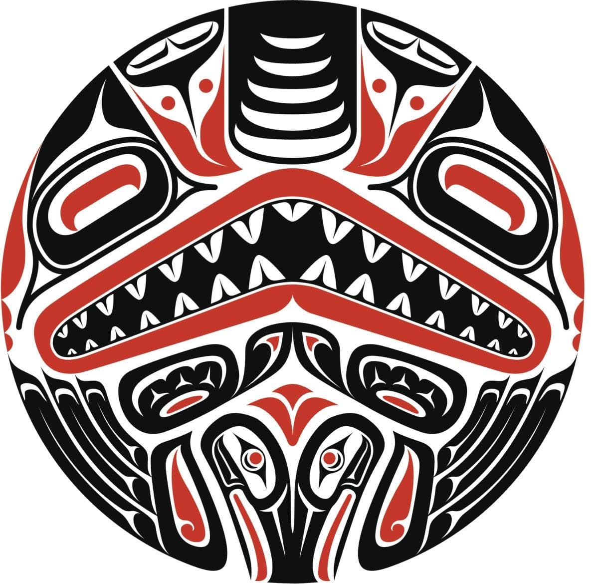 EW Designs Haida Style Tattoo Design RED Black White Vinyl Decal Bumper Sticker Two in One Pack (4 Inches Wide)