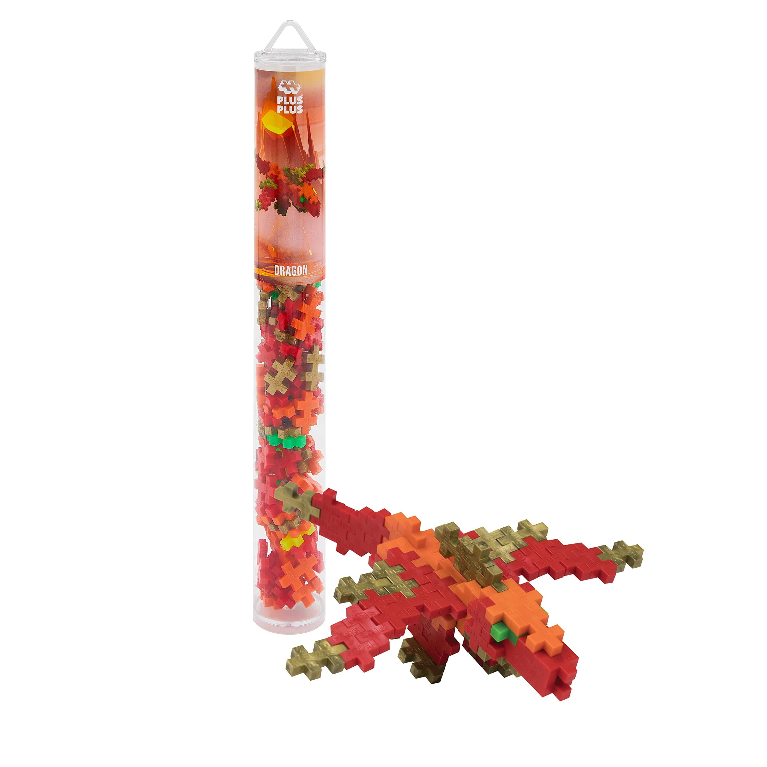 3D Puzzle Cryptid Construction Building Block Set, Fun Fantasy Figures Stem Toys for Kids, 70 Interlocking Pieces - Dragon Mini Maker Tube