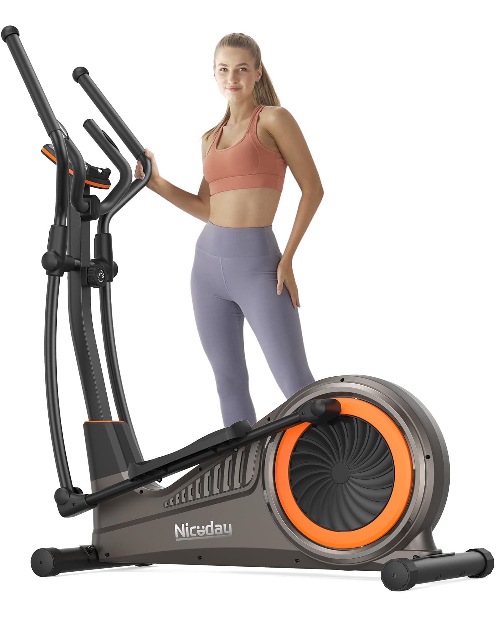 Elliptical Machine, Elliptical Exercise Machine for Home with Hyper-Quiet Magnetic Driving System, Elliptical Trainer with 15.5IN-18IN Stride, 16 Resistance Levels, 400LBS Loading Capacity