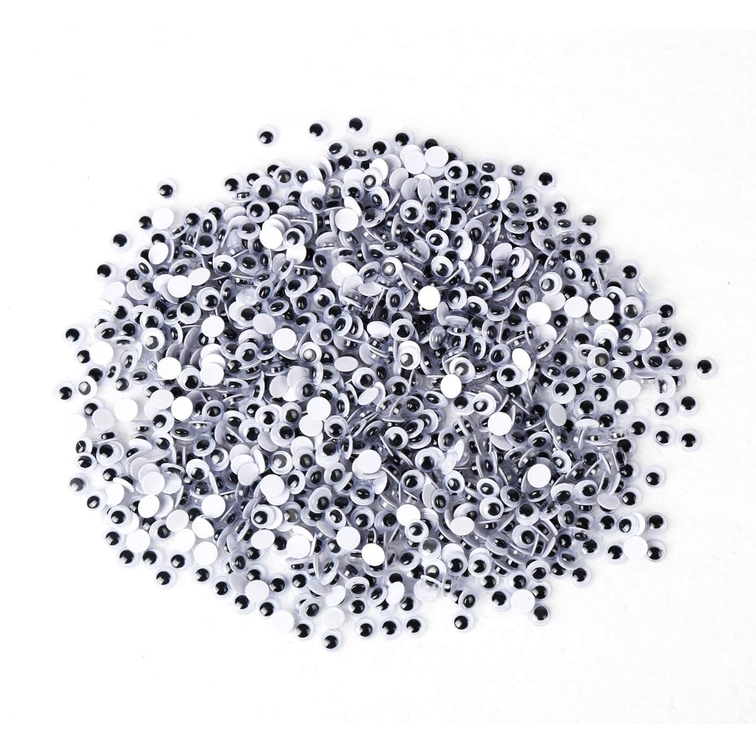 DECORA 1000pcs Round Plastic Black Googly Wiggle Eyes Self-Adhesive Wide Variety Assorted Sizes