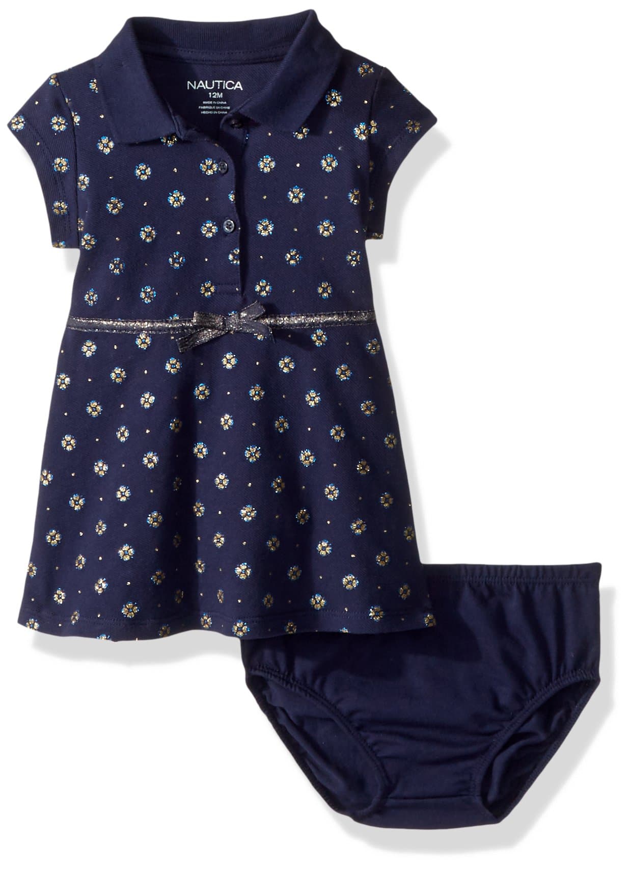 Nautica Bab Girls' Newborn Shawl Collar Pique Dress