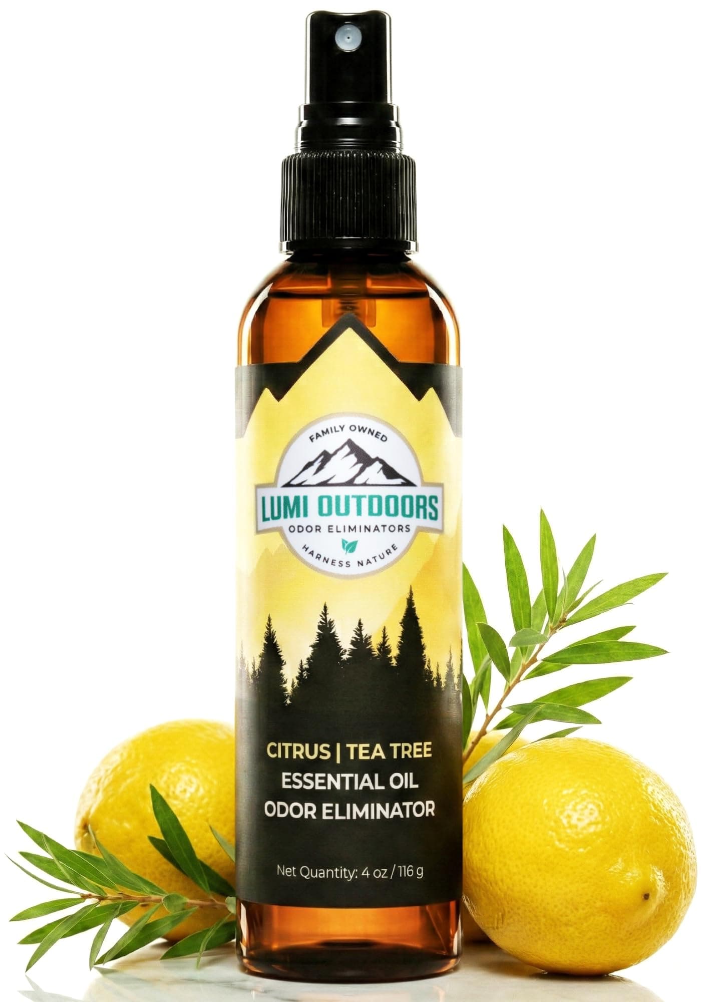 Lumi Outdoors Natural Shoe Deodorizer Spray & Odor Eliminator - Fresh Citrus Tea Tree Essential Oil Odor Eater
