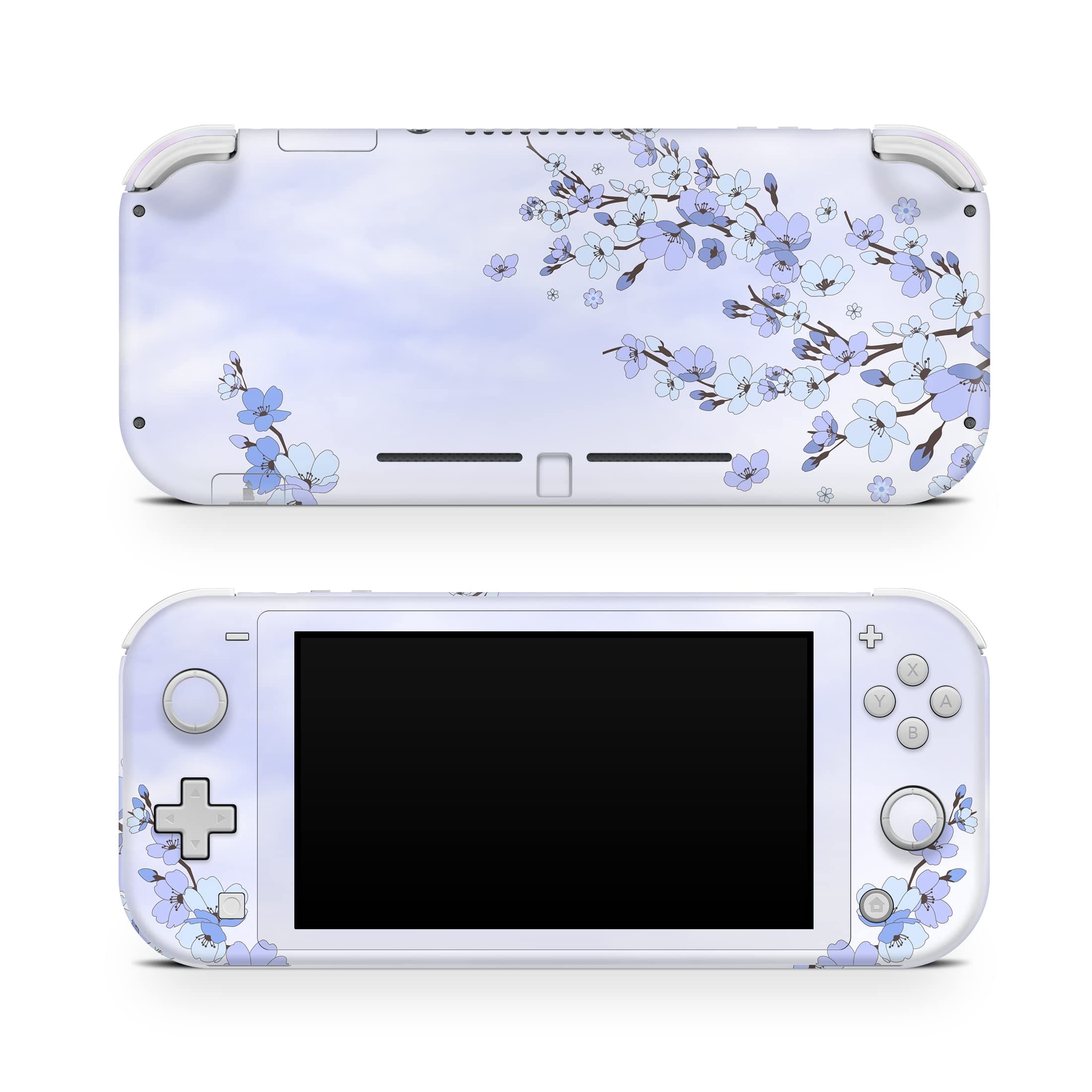 Tacky Design Cherry Blossom Decal Skin Compatible with Nintendo Switch Lite Skin Wrap, Kawaii Blue Color Skin for Nintendo Switch Lite Stickers, Premium Vinyl 3M Full Wrap Cover Decal.