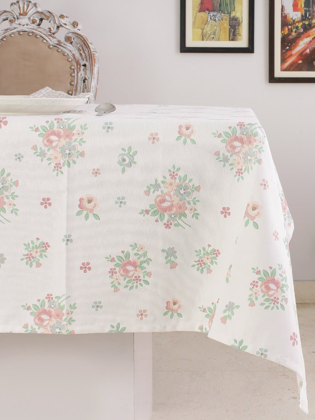 100% Cotton Eco - Friendly Pink English Flower Printed Rectangular Tablecloth for Home, Table, Family Dinners, Thanksgiving, Weddings & Cocktail Parties | Size: 60" x102''