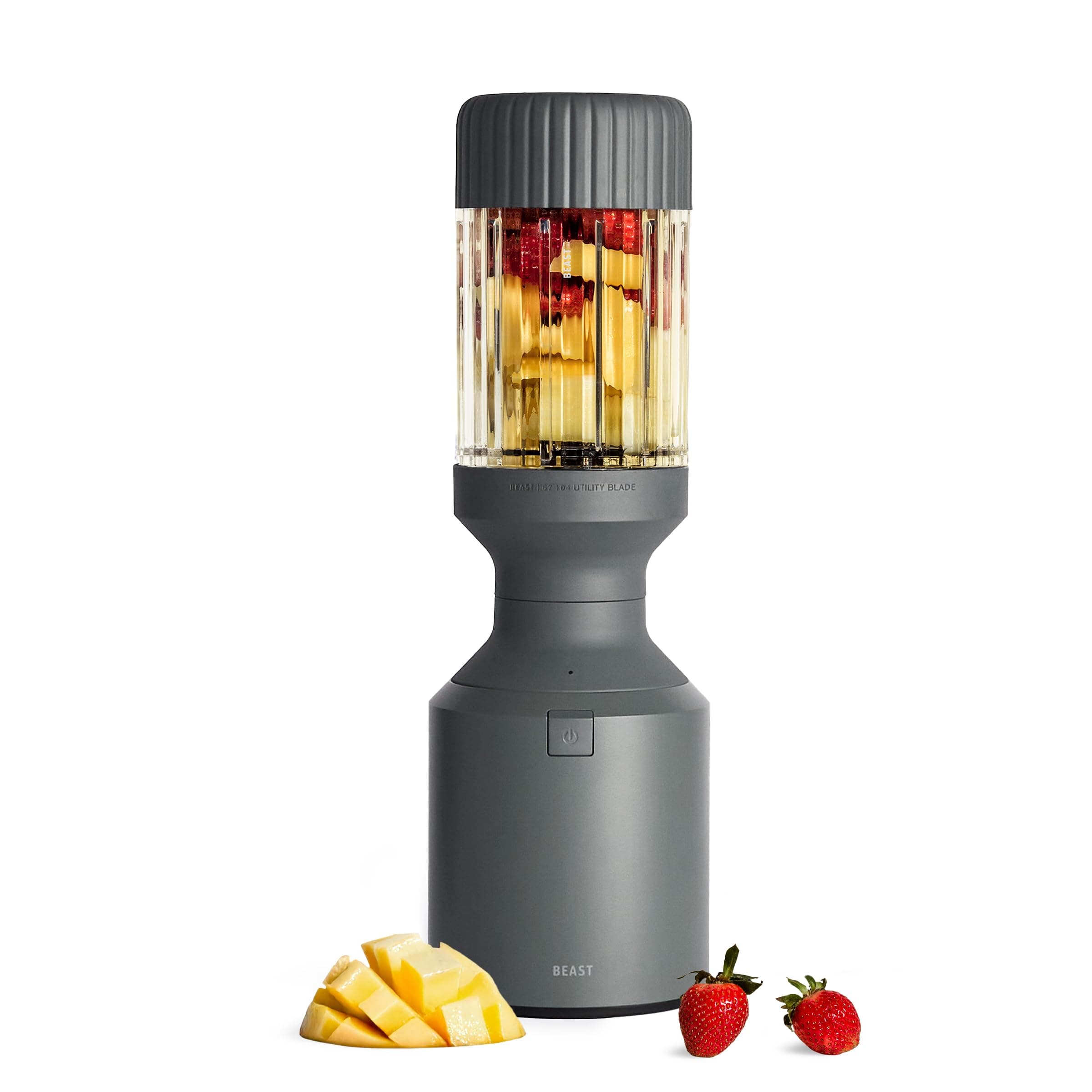 Beast Mega 1200 | Premium Countertop Blender | Smoothies, Shakes, Sauces, Dips, Soups | Blends Ice and Frozen Fruit | Includes Extra Lids and Straw System | 1200W | (Charcoal, 120V)