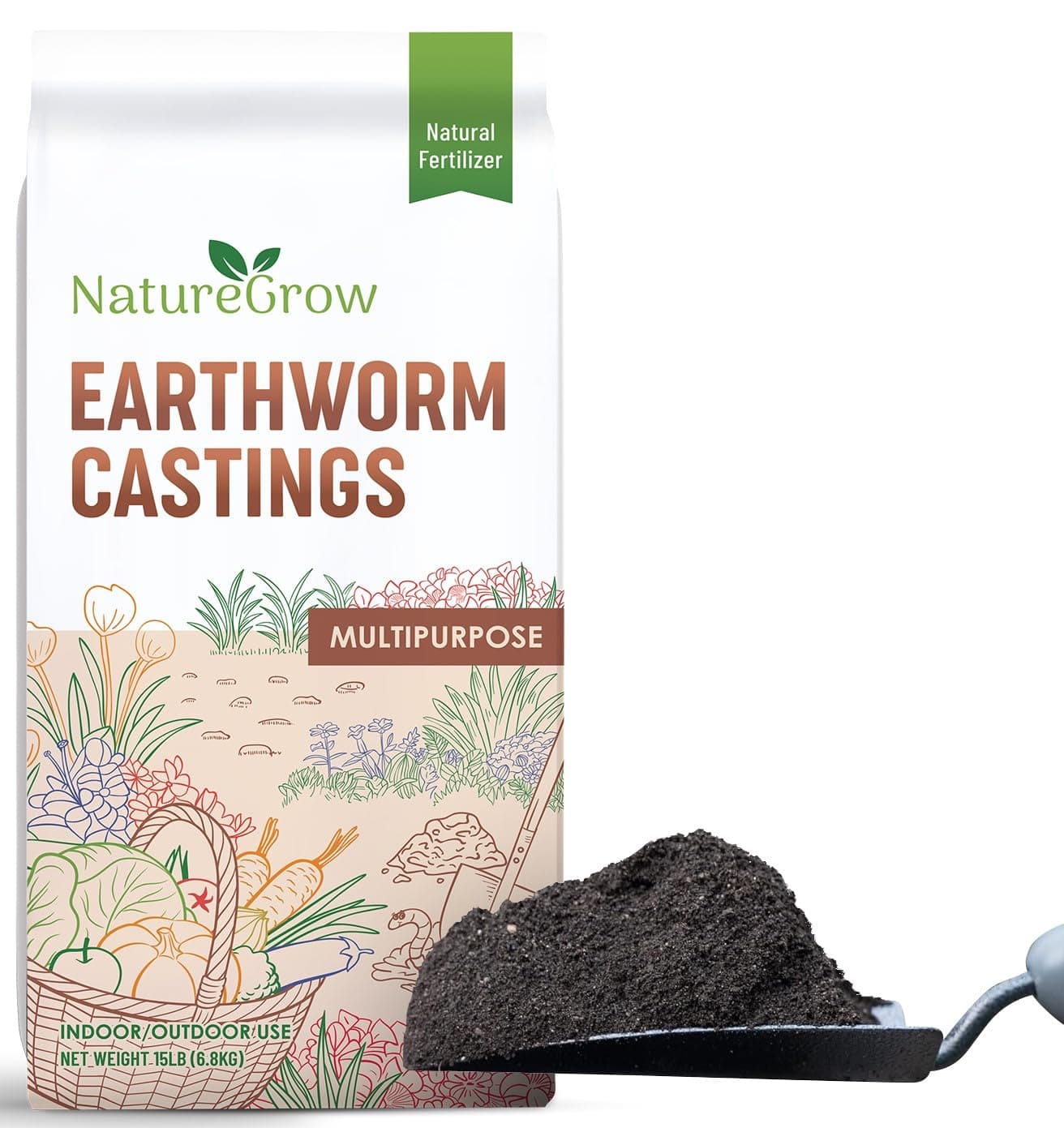 Earth Worm Castings 5lb - Organic Fertilizer Includes Humic Acid - Pure Worm Castings for Gardening, Packaging May Vary