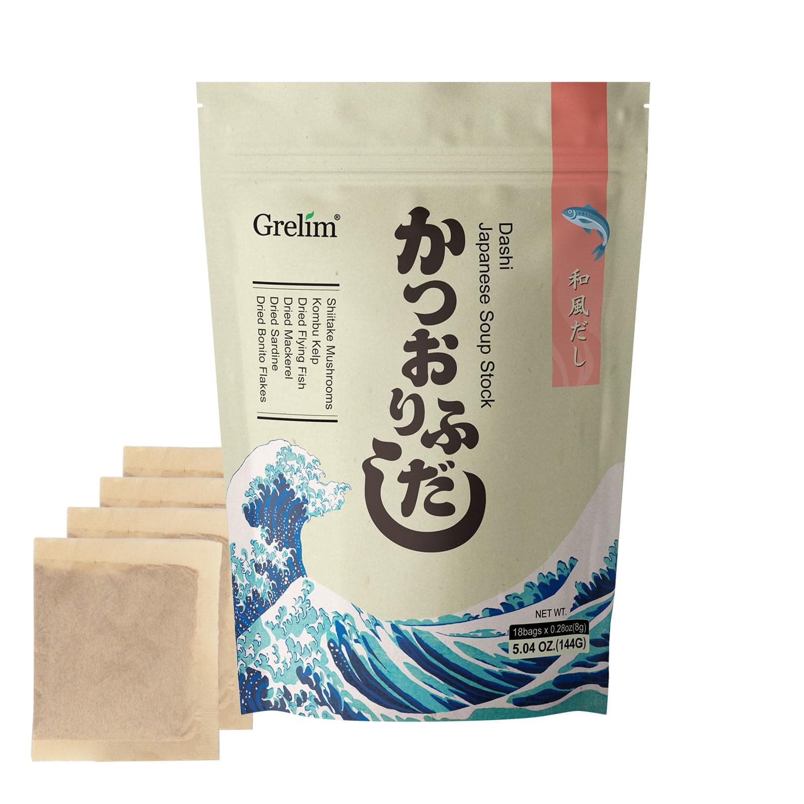 Dashi Stock Japan Dashi Soup 18 Packets, Natural Domestic Ingredients, Additive Free, MSG Free, Made in Japan Extremely Tasty 8g x 18 Pacs 5.03oz