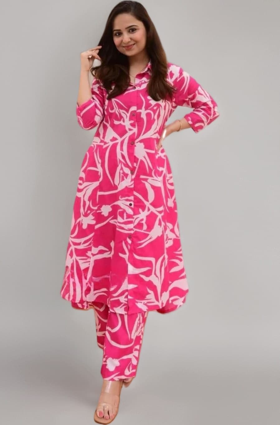 Leriya Fashion Kurta Sets for Woman | Kurti Set for Woman | Short Kurti for Women Latest | Kurtis | Anarkali Suit for Women | Dress | Ethnic Anarkali Straight Kurta Set with Palazzo Pants | Salwar Suit for Party Outfits