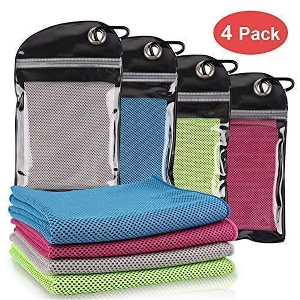 Hootracker Cooling Towel Ice Cold,40"x12",Quick Dry Fitness Towel for Instant Relief,Use as Cooling Bandana Scarf Stay Cool for Pilates,Travel,Camping,Golf,Hiking Outdoor Sports(4pcs)